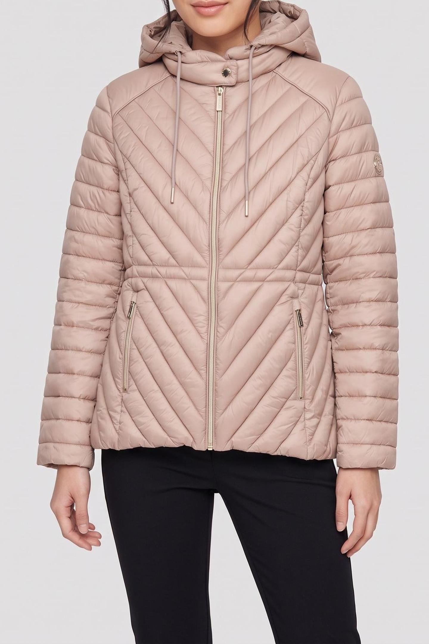 Michael Kors Drawstring Chevron Champagne Maat: L | Winterjassen Outlet | Dames | Roze