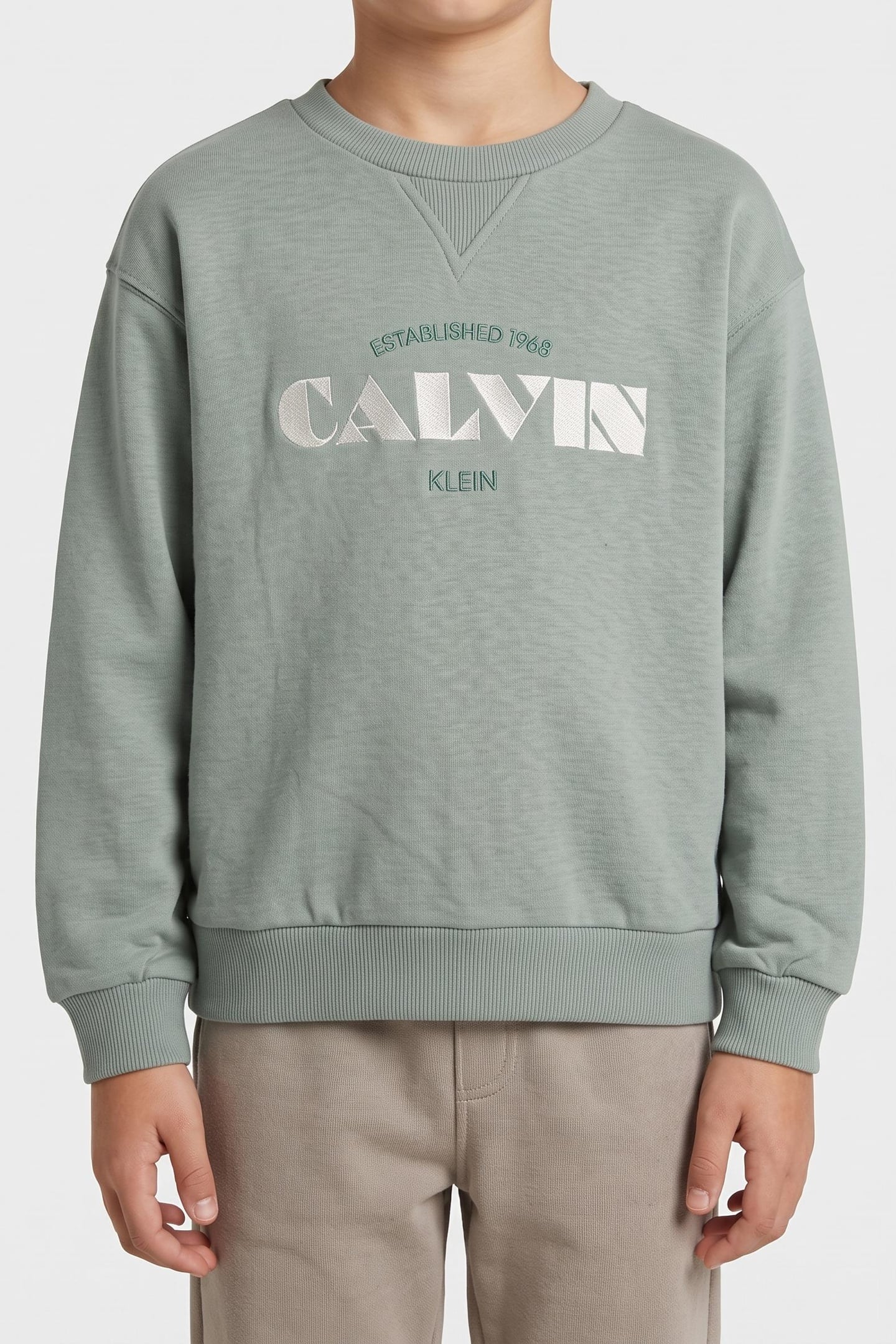 Calvin Klein Girls Terry Crewneck Chinois Green Size: 10 | Sweaters & Cardigans Outlet | kids | Groen