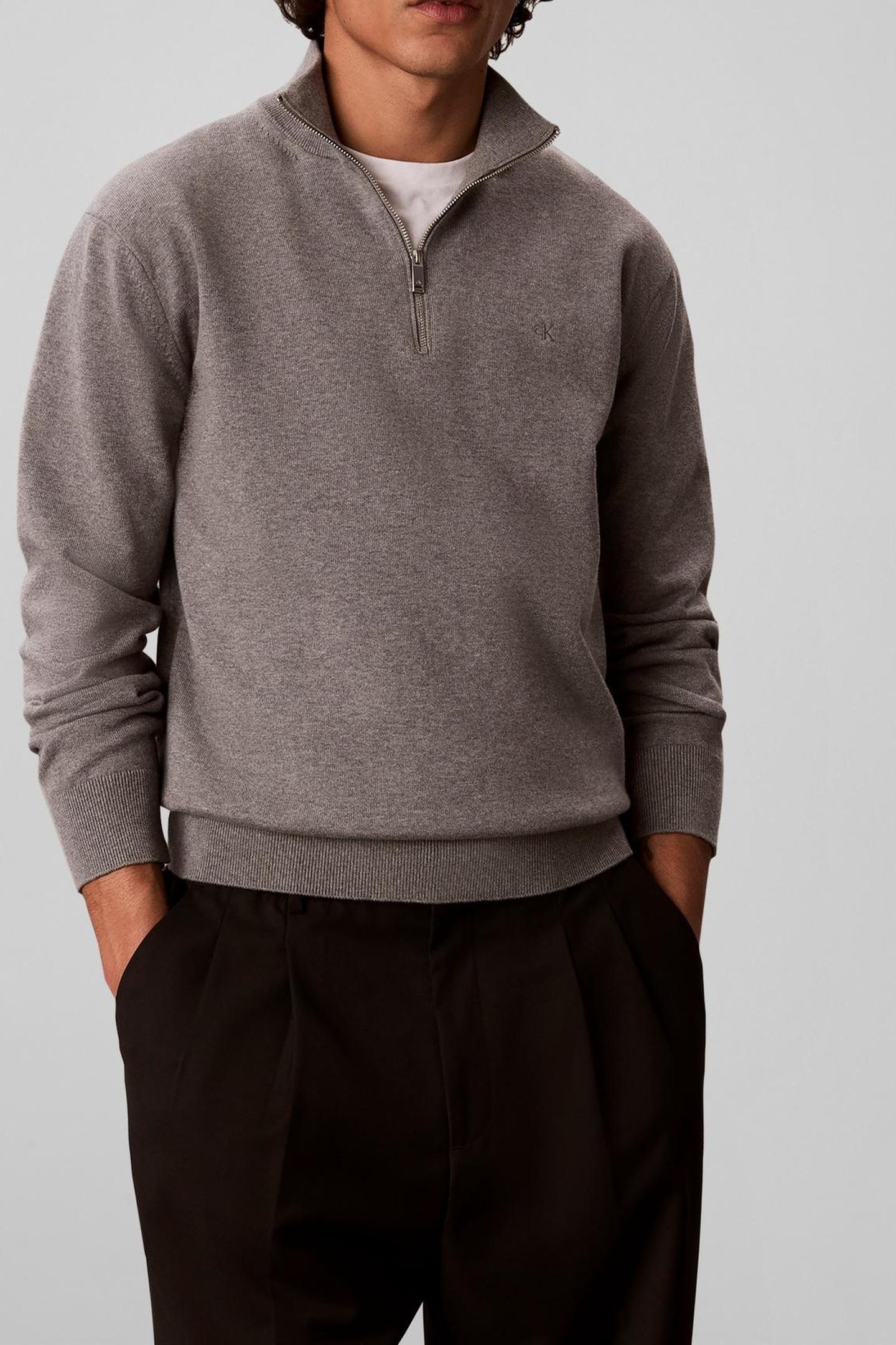 Calvin Klein Ls Supima Quarter Zip Sweater Medium Grey Heather Taglia: XS | Maglioni a maglia Outlet | Uomo | Grigio