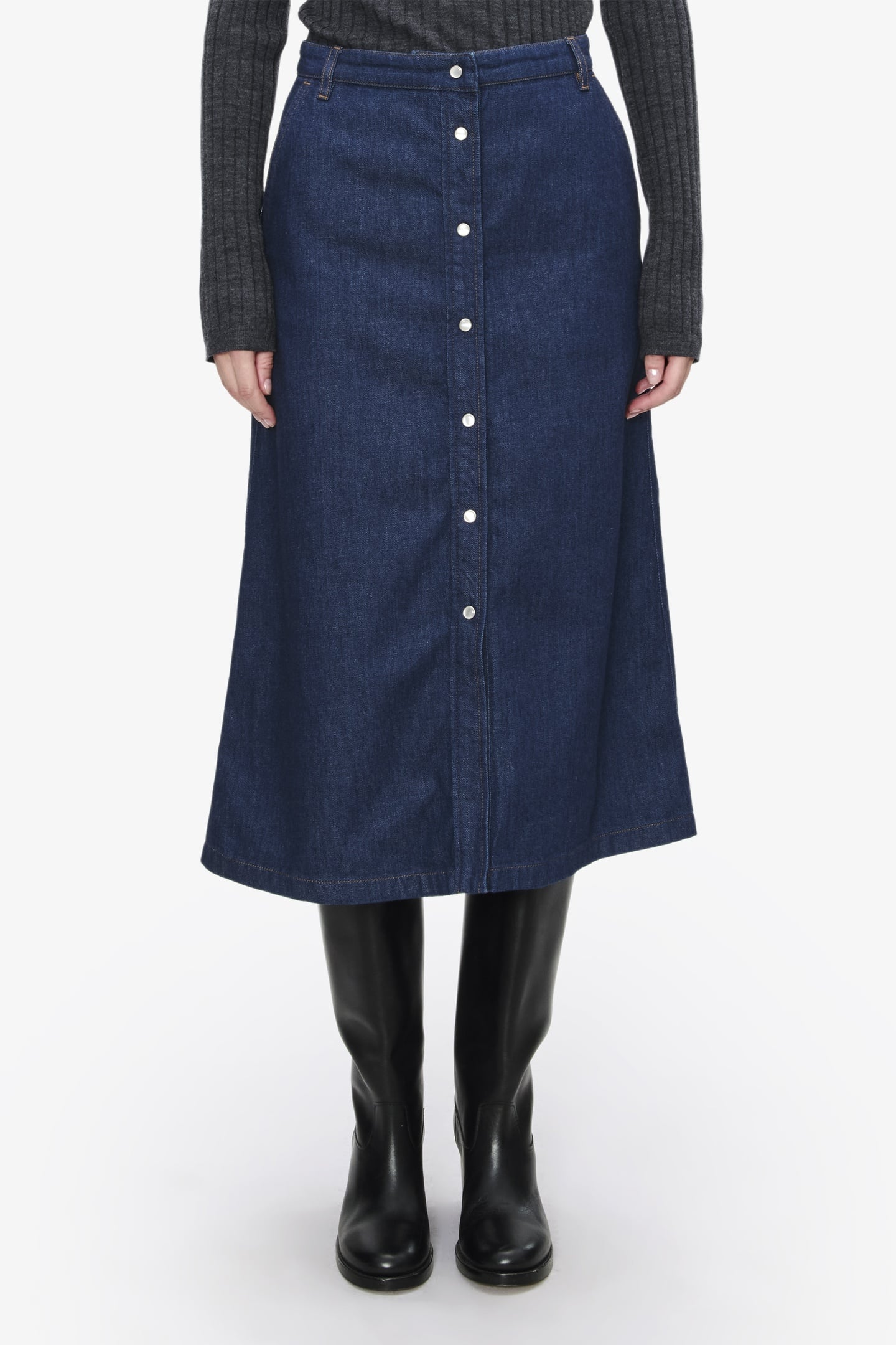 A.P.C. Skirt Gwenda Indigo Maat: 38 | Midi Rokken Outlet | Dames | Blauw