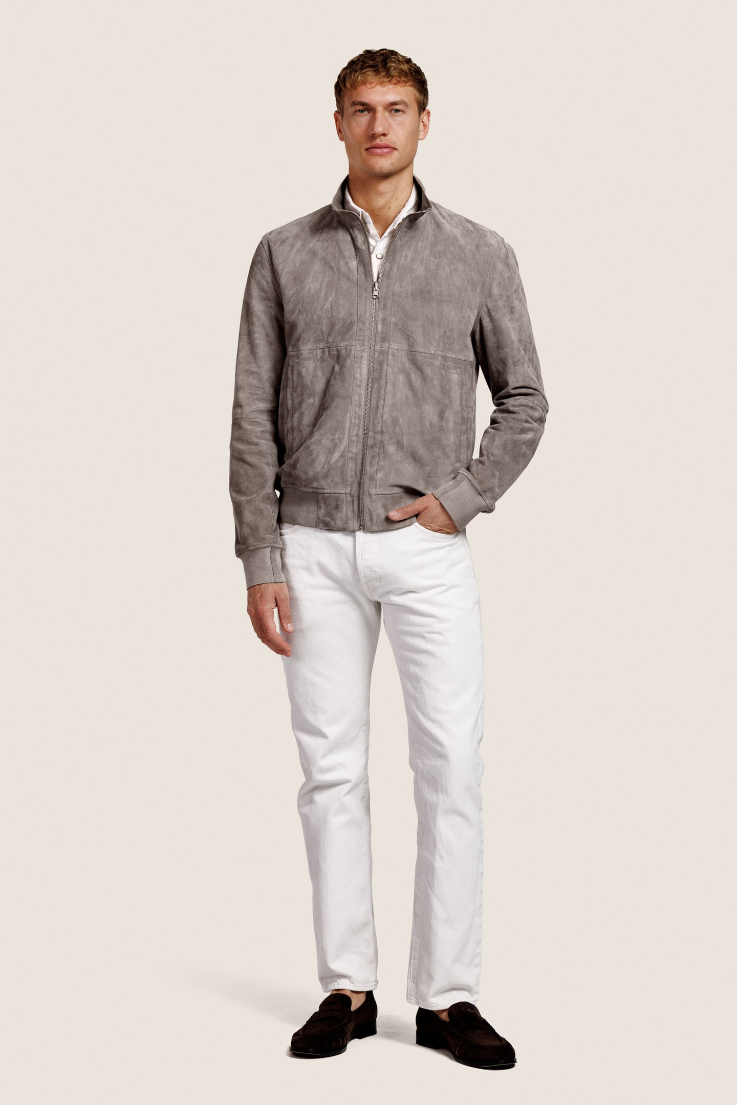 ALTER EGO Tiago Suede Jacket Paloma Grey Size: XL | Leather & Biker Jackets Outlet | Heren | Grijs