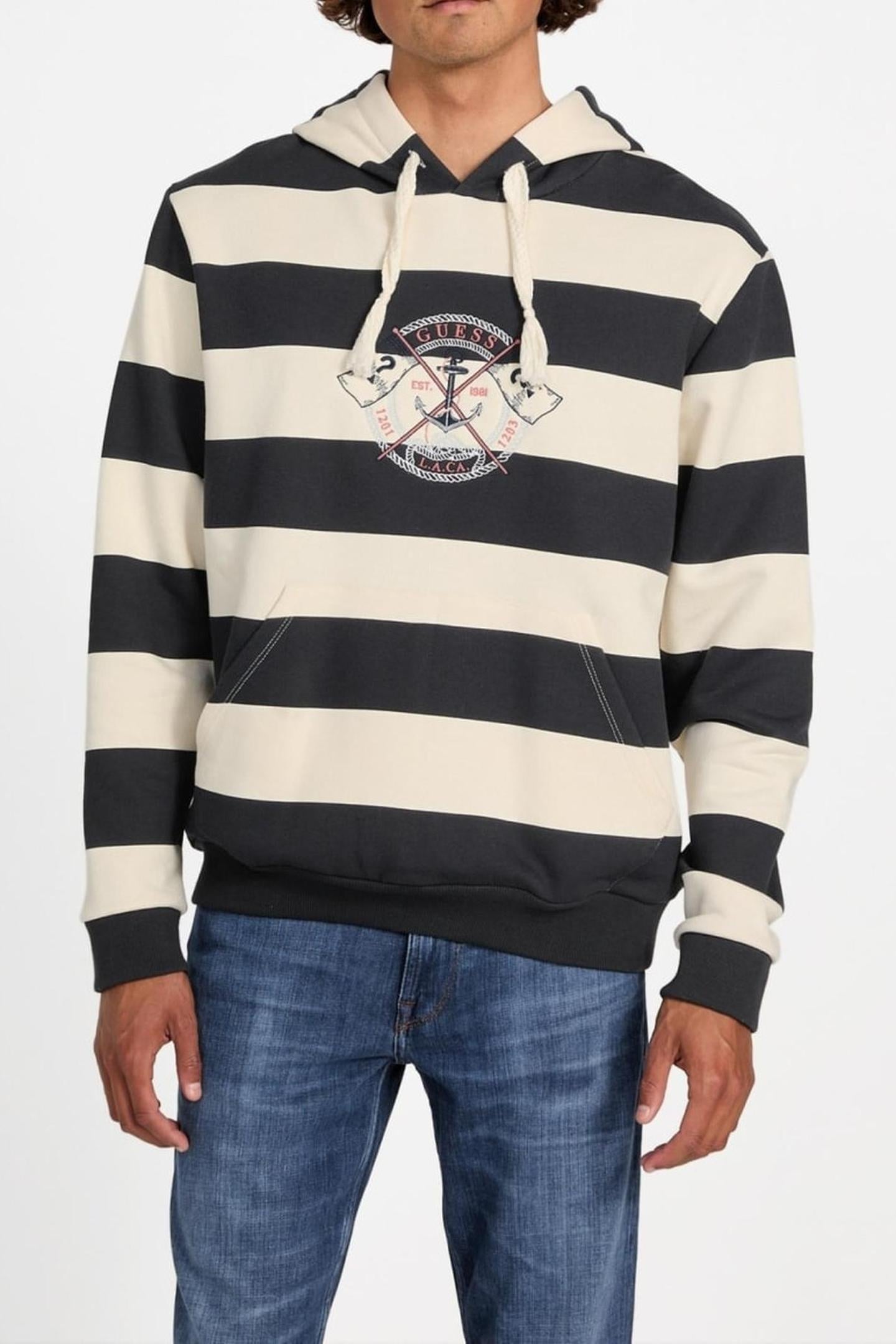 GUESS Marina Hoodie Sweats Marina Printed Strip Maat: M | Sweaters Outlet | Heren | Zwart