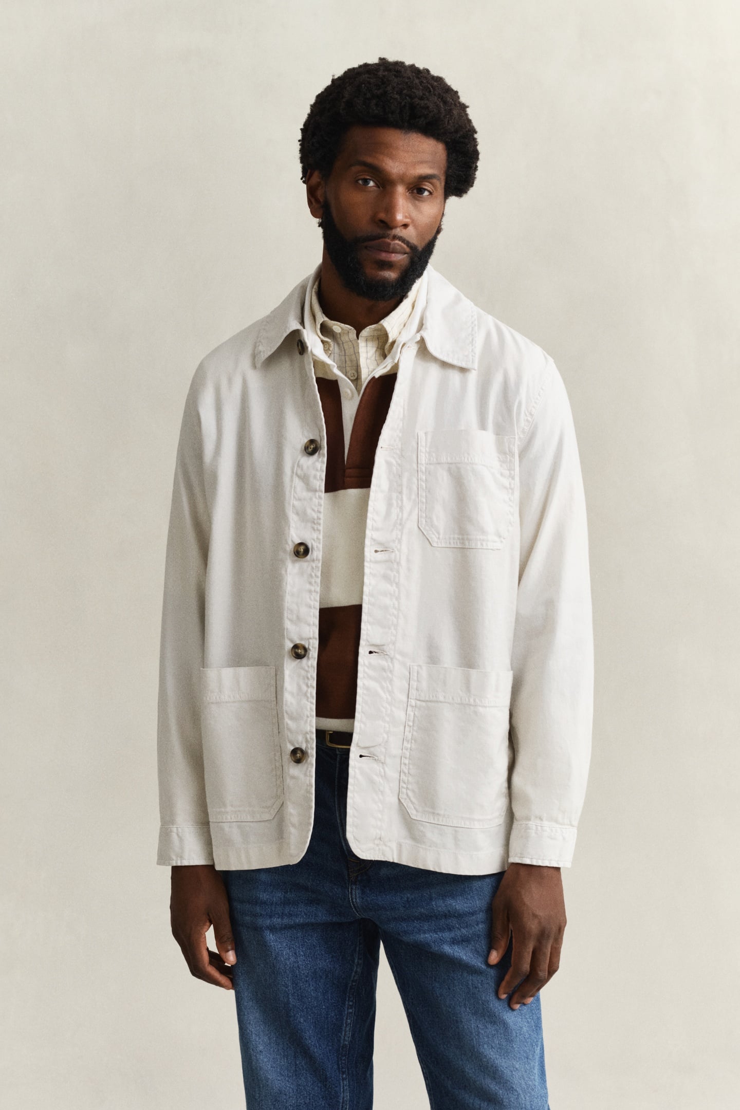 GANT Reg Cotton/linen Overshirt Sand Maat: S | Lichte Jassen Outlet | Heren | Beige