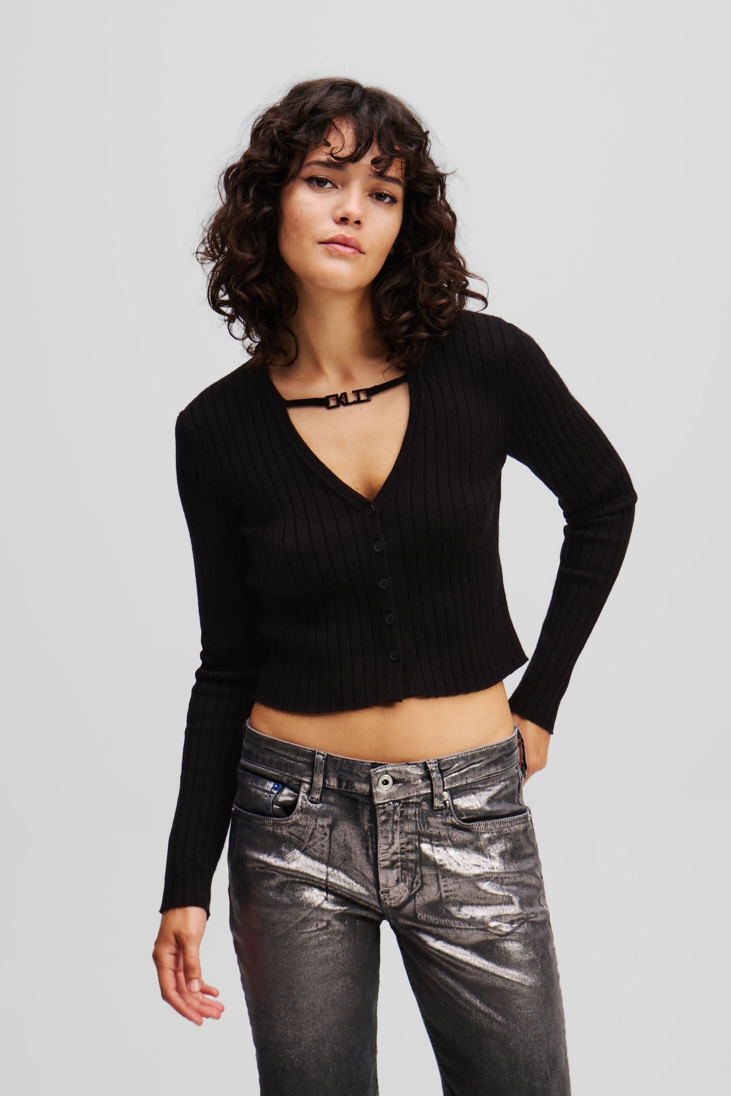 Karl Lagerfeld Klj Cropped Cardigan Black Taglia: XS | Maglioni a maglia Outlet | Donna | Nero