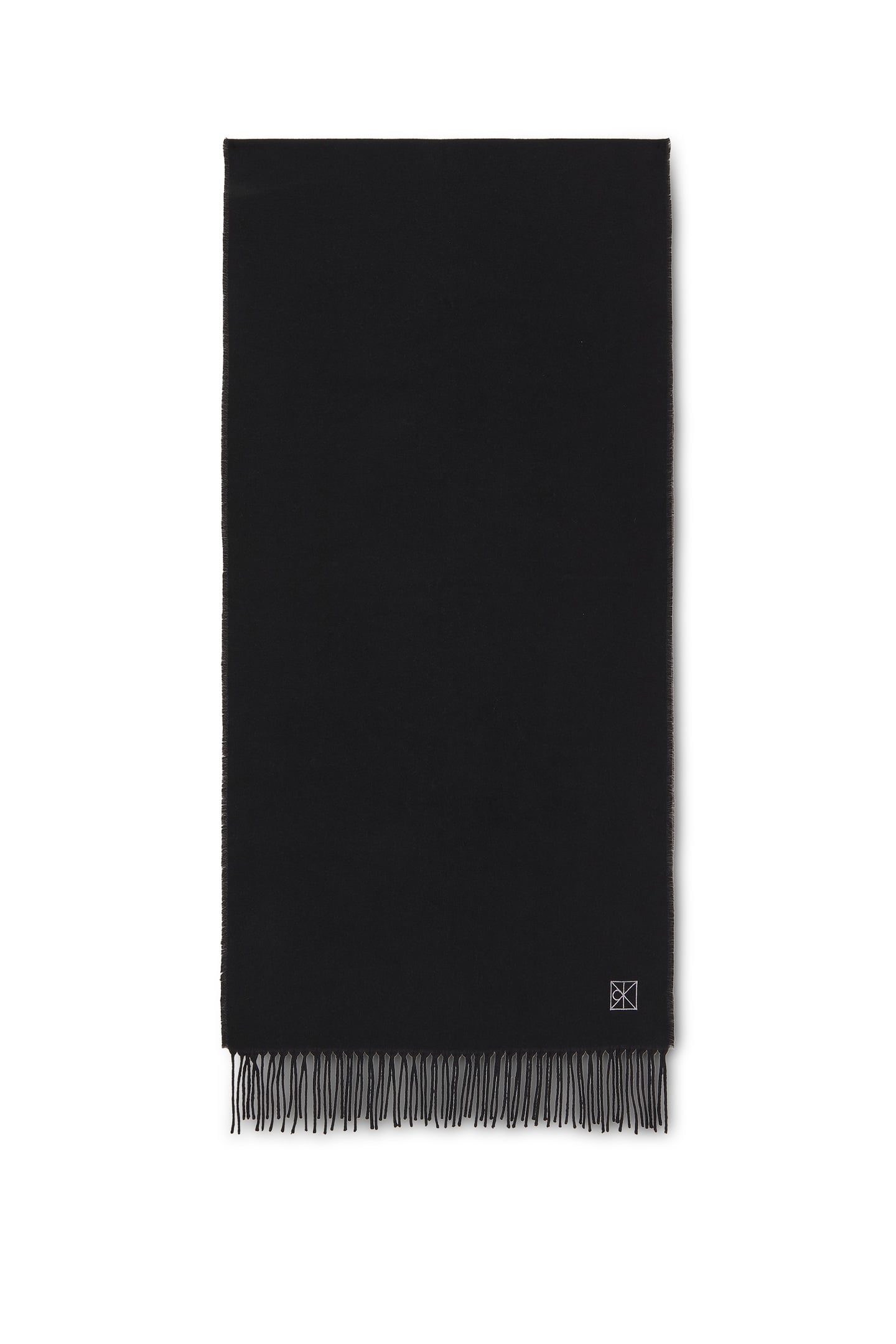 Calvin Klein Emblem 2-tone Fringe Scarf Black/storm Front size OS | Scarves Outlet | Men | Black