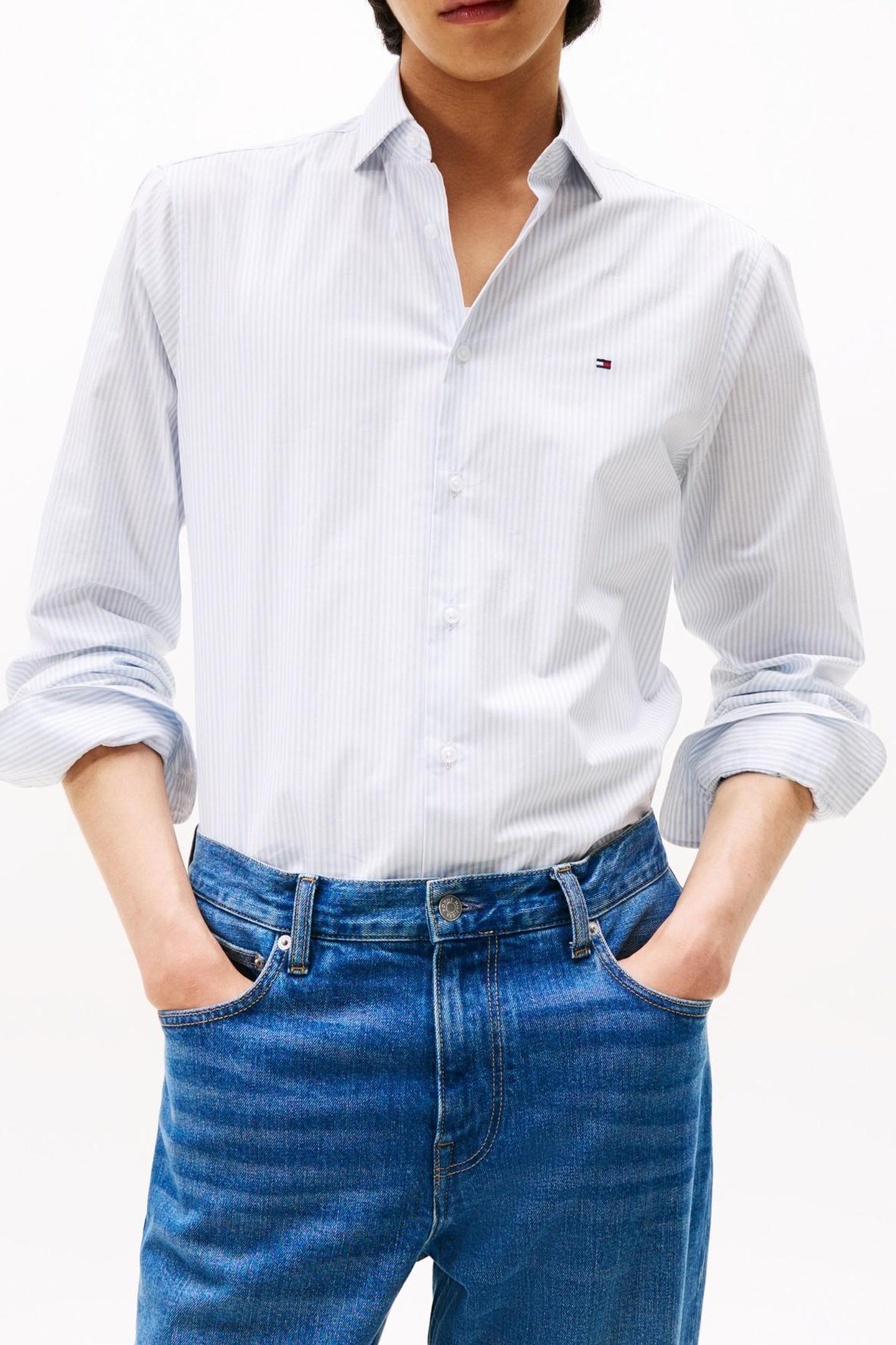Tommy Hilfiger Pop Stripe Sf Shirt Sweet Blue/optic White Taille: 46 | Casual chemises Outlet | Homme | Blanche