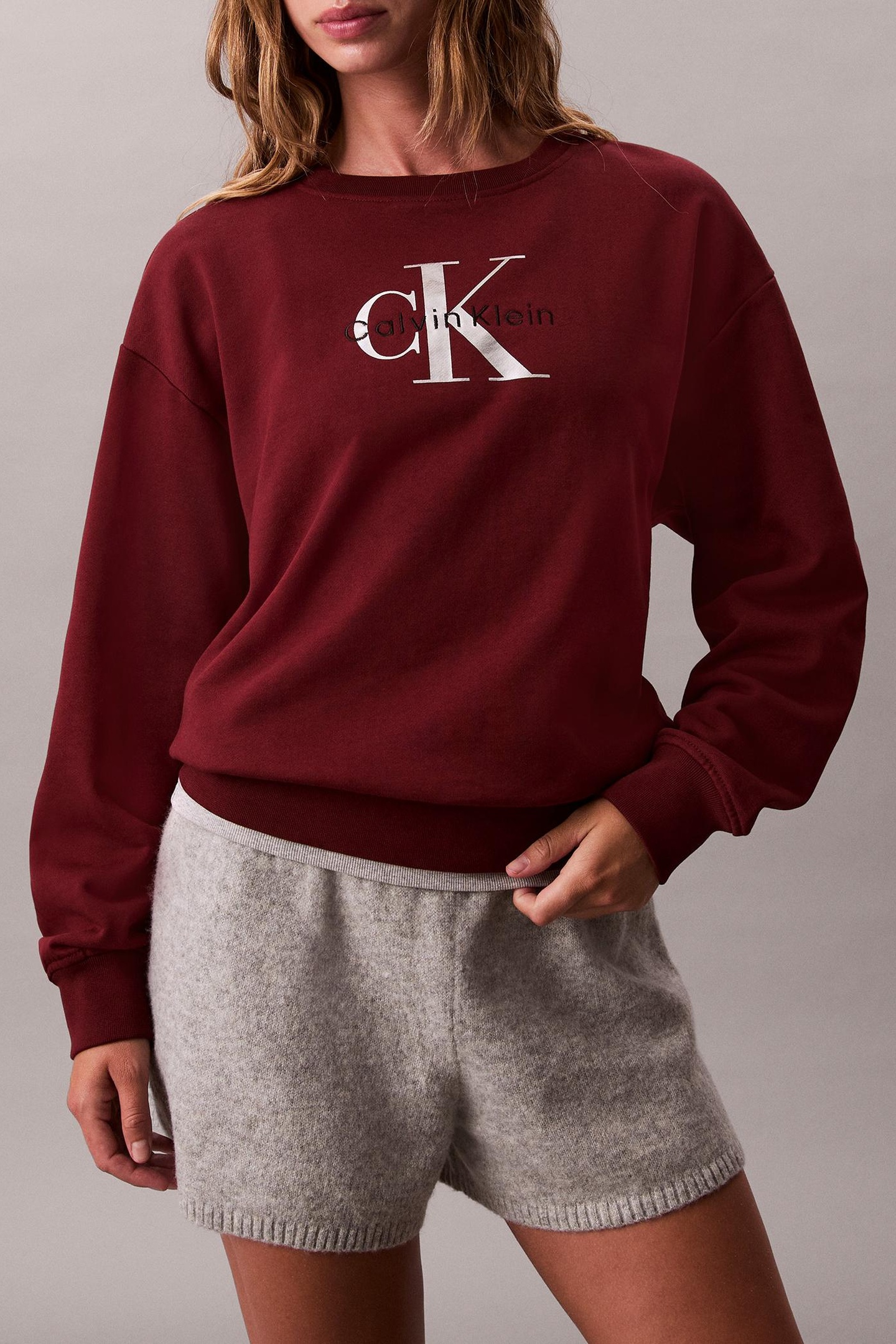 Calvin Klein Ls Monologo French Terry Renaissance Red Talla: M | Sudaderas con Capucha Outlet | Mujer | Rojo