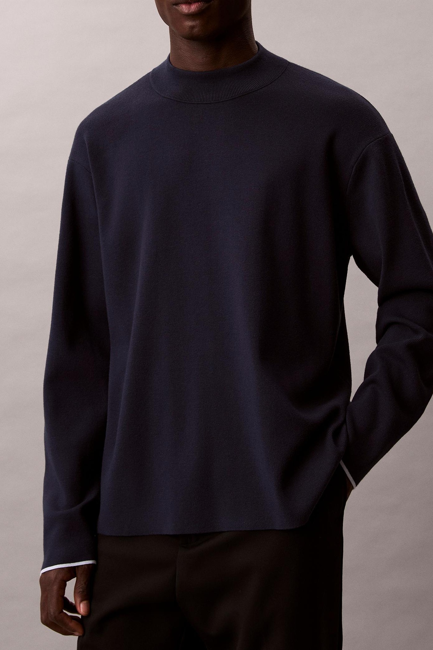 Calvin Klein Ls Snowy Tech Knit Sweater Dark Sapphire Talla: L | Jerséis cuello Alto Outlet | Hombre | Azul