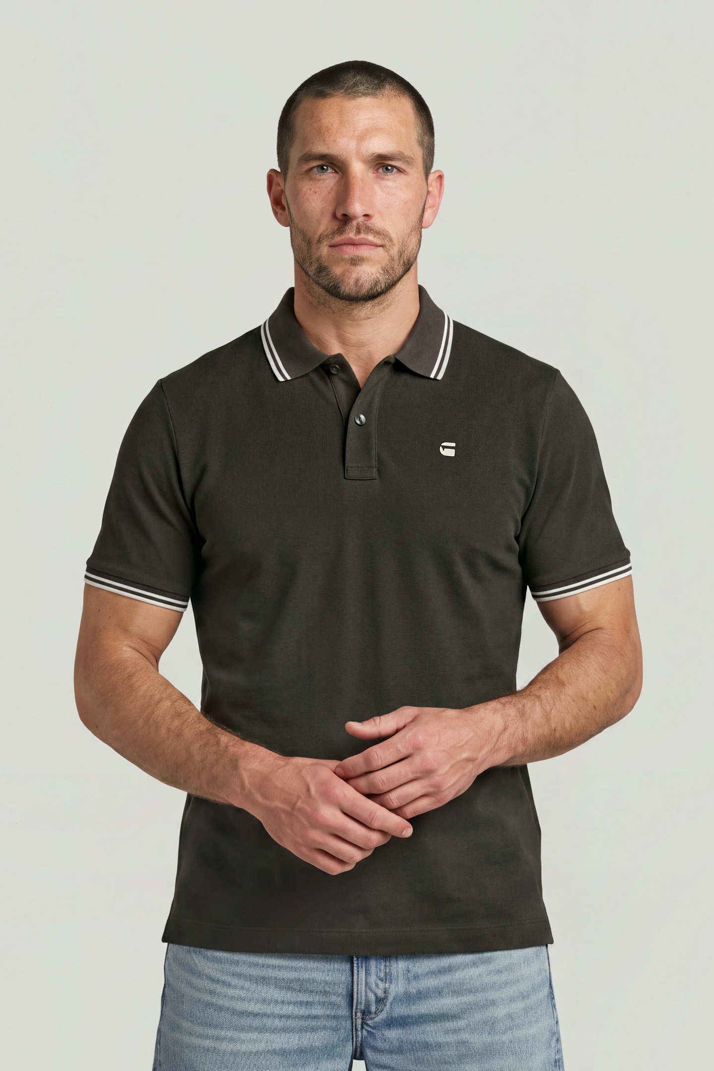 G-Star Striped Collar Slim Polo S/s Grey Größe: XL | Poloshirts Outlet | Herren | Grau