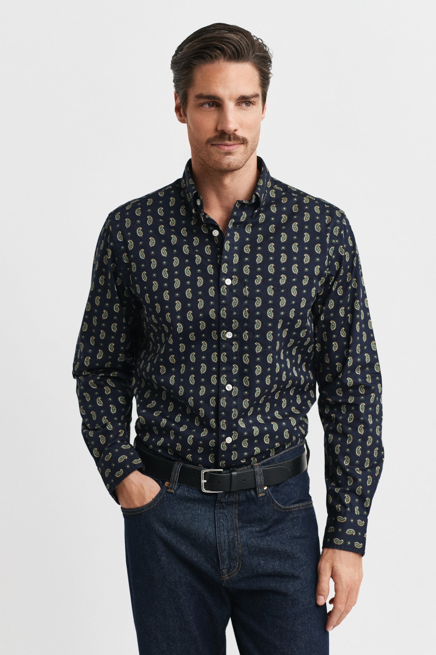 GANT Reg Paisley Printed Twill Shirt Evening Blue Maat: M | Casual Overhemden Outlet | Heren | Blauw