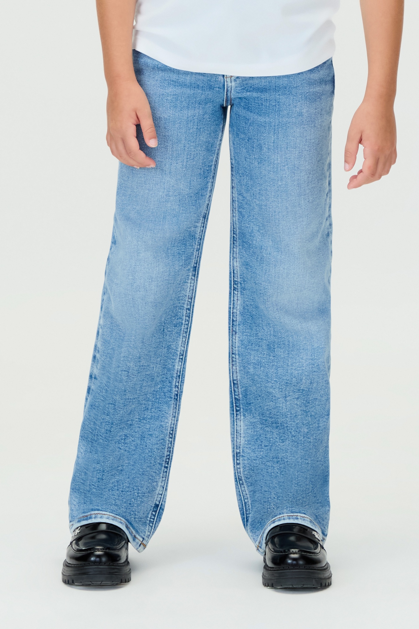 Calvin Klein Girls High Rise Wide Leg Ocean Blue Stretch Maat: 10Y | Spijkerbroeken Outlet | kids | Blauw