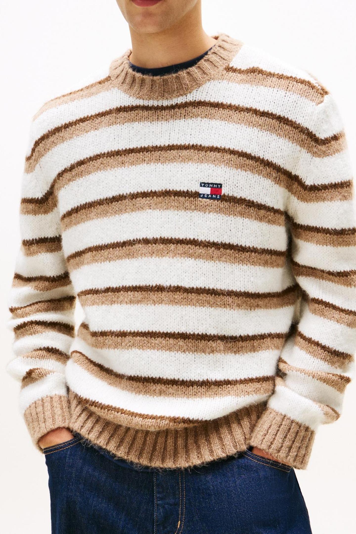 Tommy Hilfiger Tjm Reg Brushed Stripe Coastal Taupe Stripe Taglia: M | Maglioni a maglia Outlet | Uomo | Nero