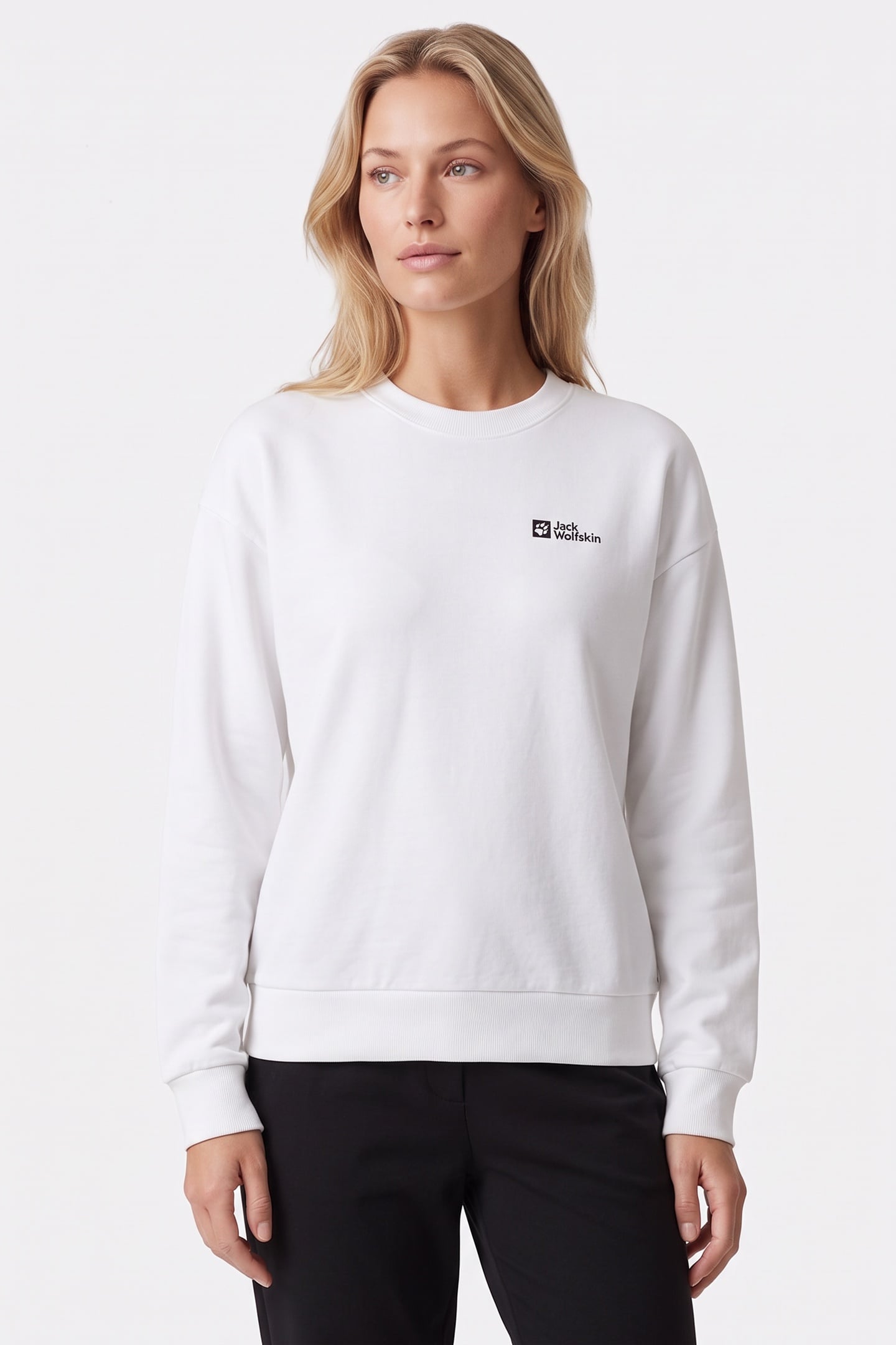 Jack Wolfskin Essential Crewneck White Rush Maat: S | Longsleeves Outlet | Dames | Wit