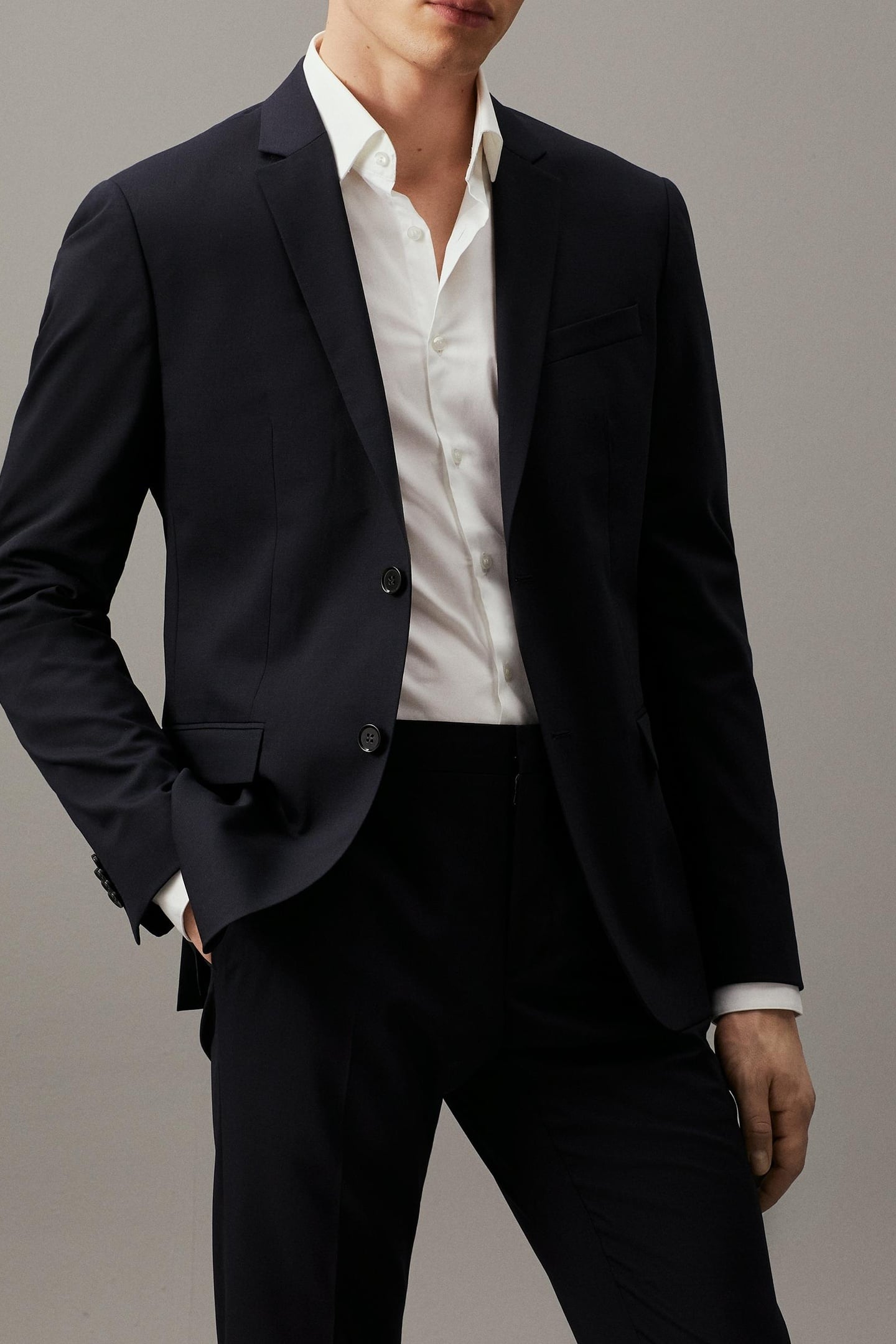 Calvin Klein Stretch Wool Slim Blazer Midnight Navy Taille: 48 | Blazers Outlet | Homme | Bleu