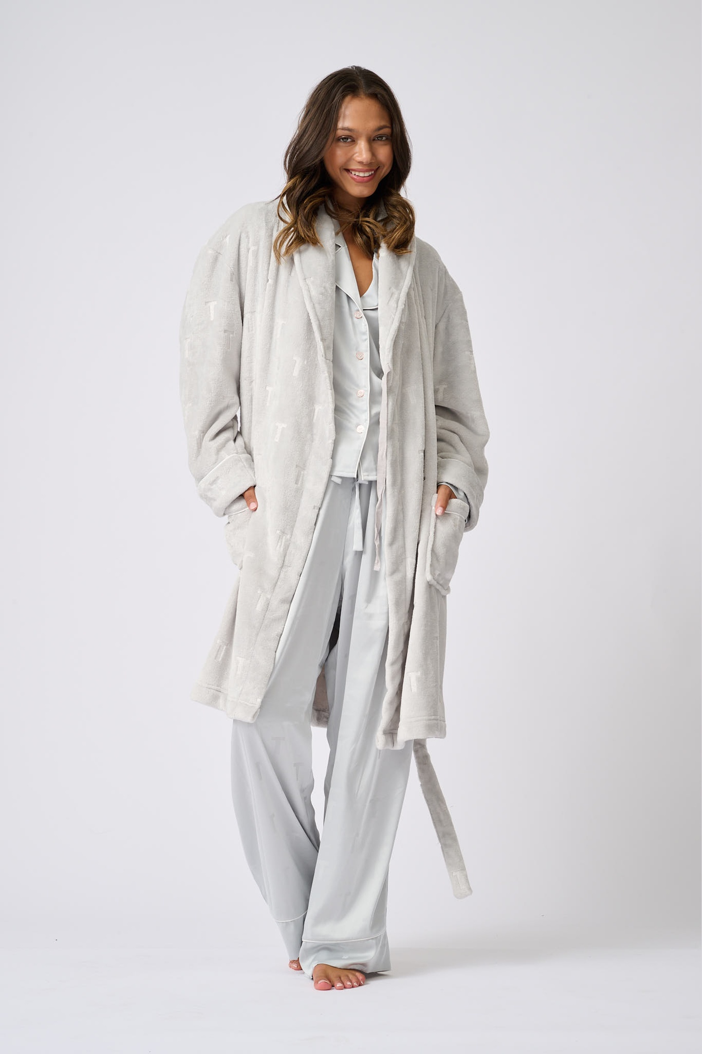 Ted Baker Jude 1pk Dressing Gown Microchip Maat: 3XL | Badjassen Outlet | Dames | Grijs