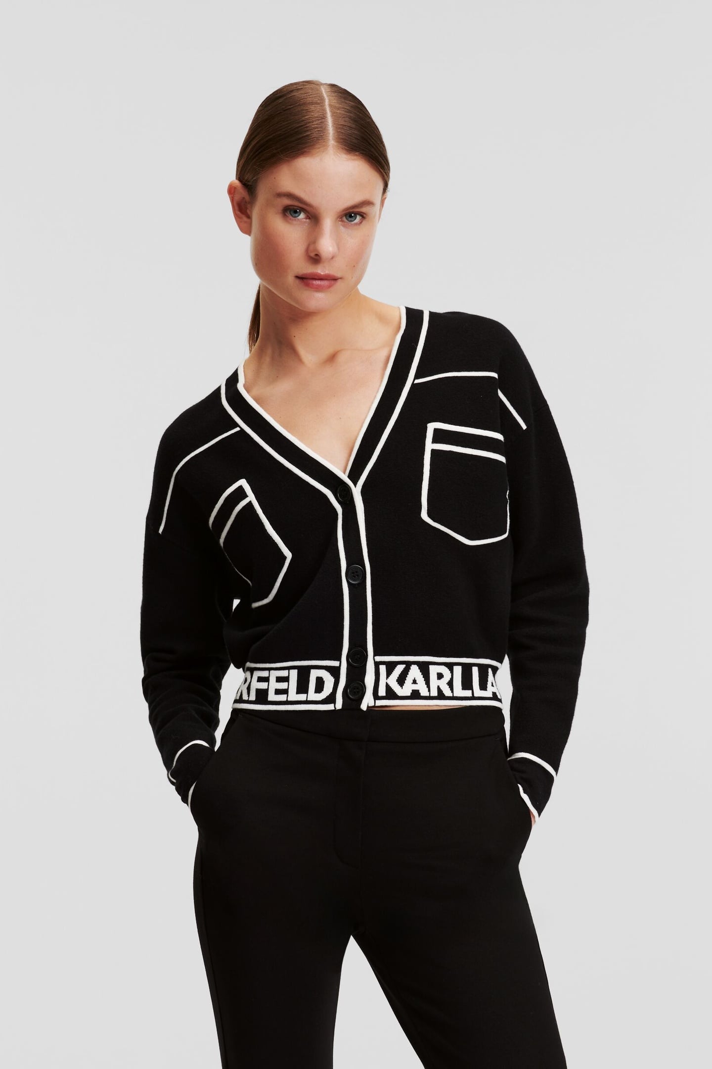 Karl Lagerfeld Short Logo Cardigan Black Taglia: M | Maglioni a maglia Outlet | Donna | Nero