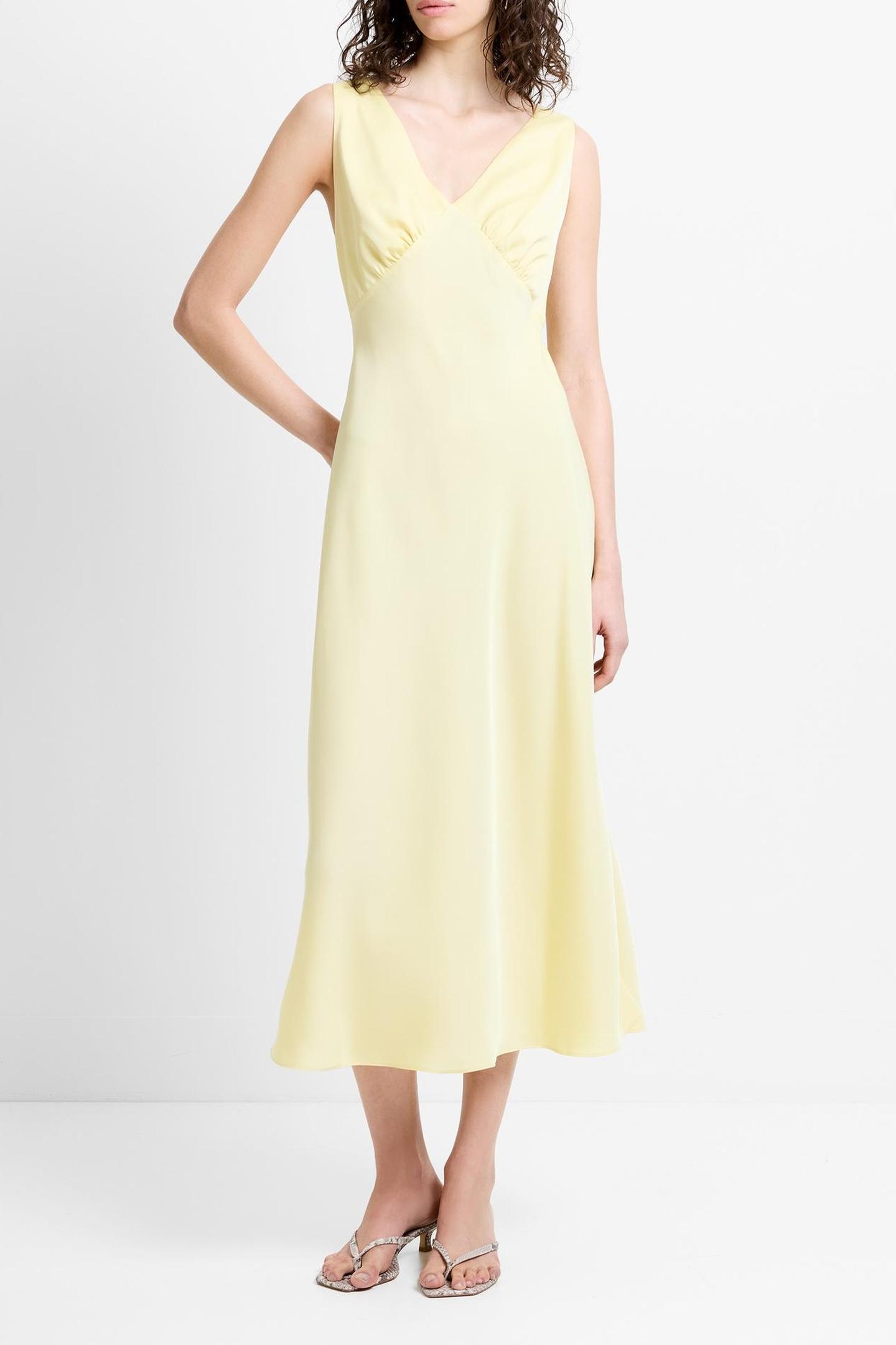 French Connection Bernice Satin Twill Slip Dress Mellow Yellow Maat: 18 | Midi Jurken Outlet | Dames | Geel