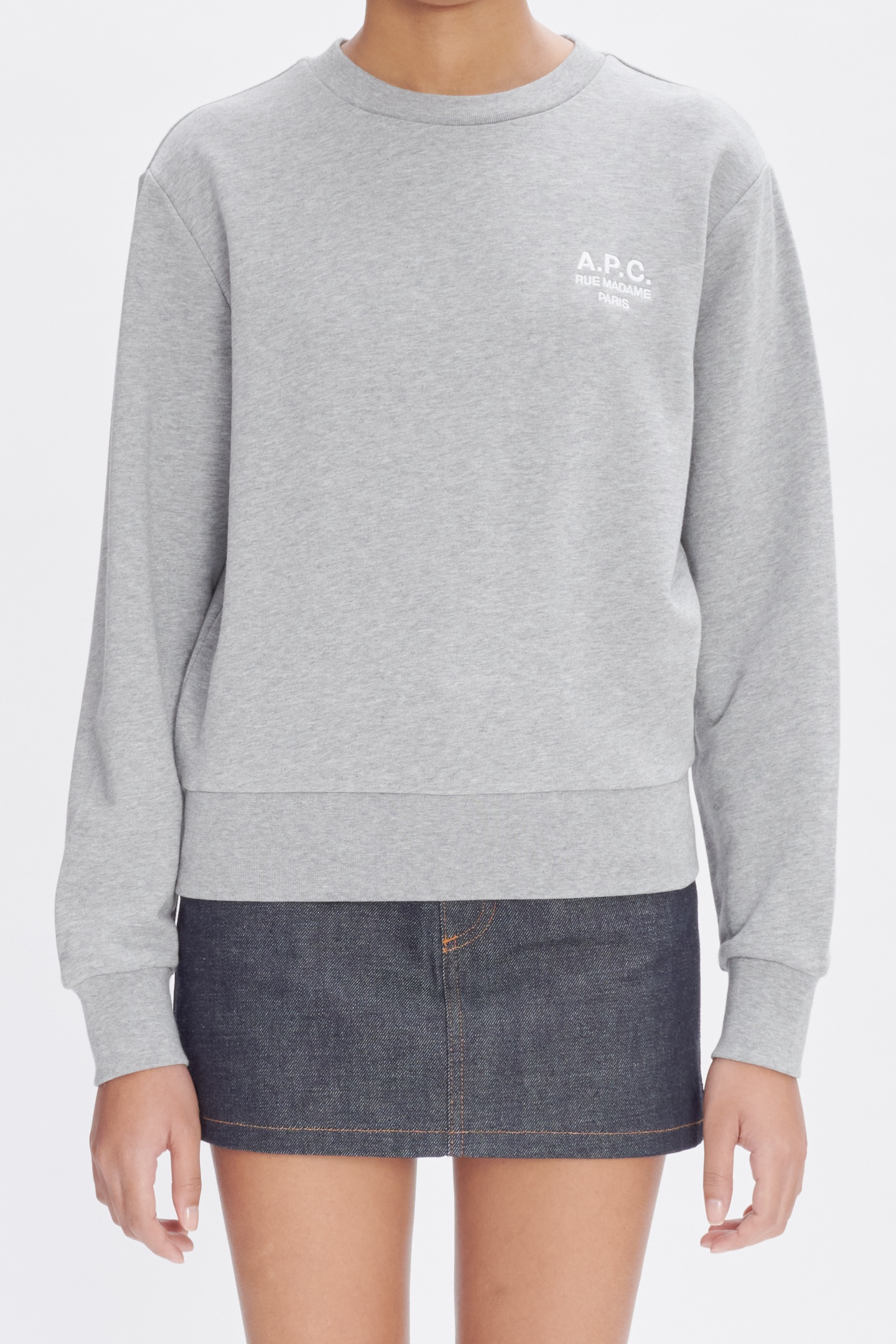 A.P.C. Sweatshirt Boxy Rue Madame Heathered Grey/white Maat: XS | Sweaters Outlet | Dames | Grijs