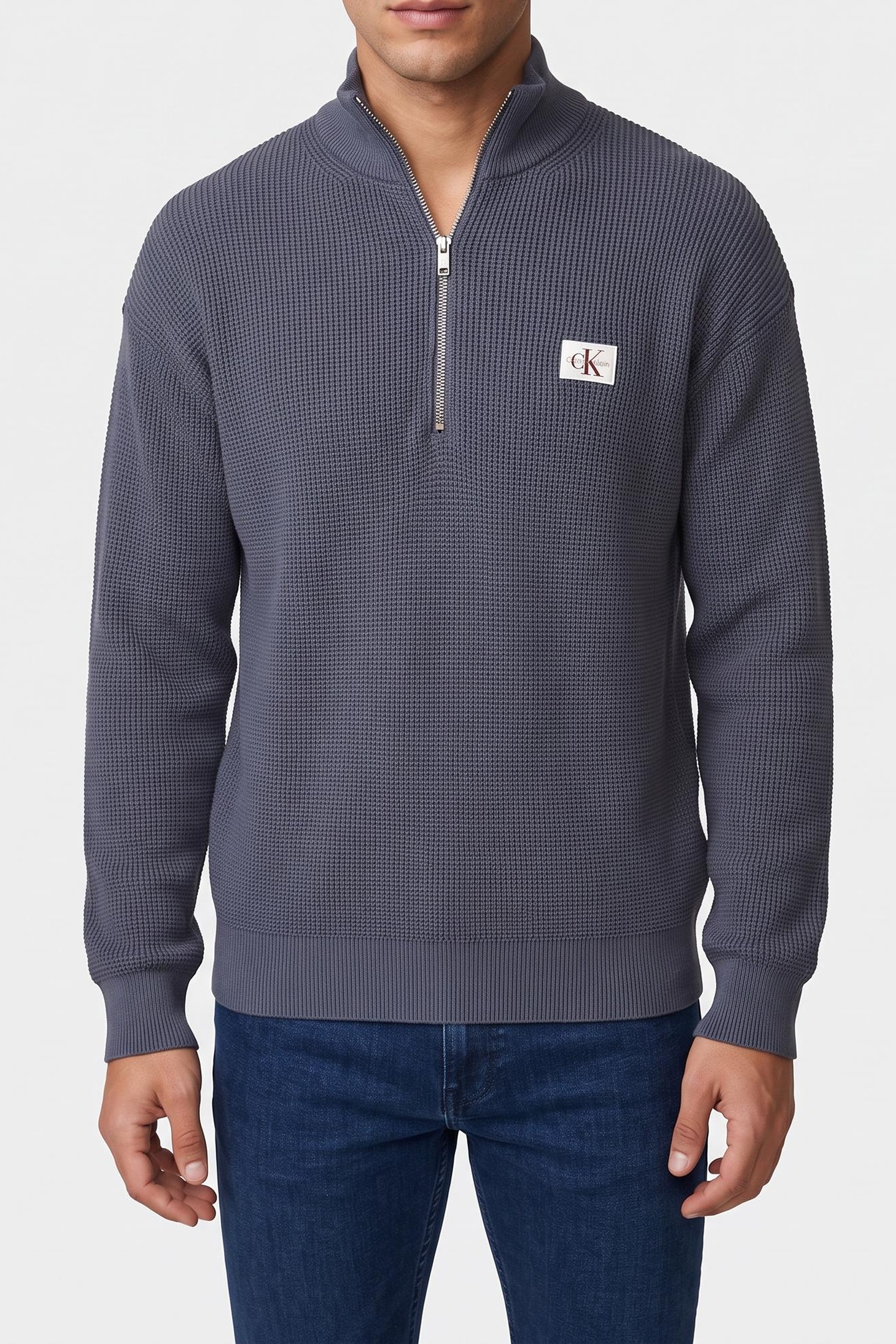 Calvin Klein Ls Ez Cotton Waffle Blue Nomad Taglia: XL | Maglioni a maglia Outlet | Uomo | Blu