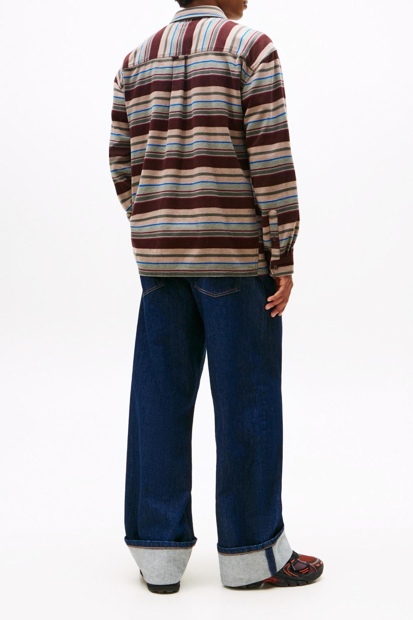 Tommy Hilfiger Tjm Utility Flannel Rich Brown/horizontal Stripes Taille: L | Casual chemises Outlet | Homme | Marron