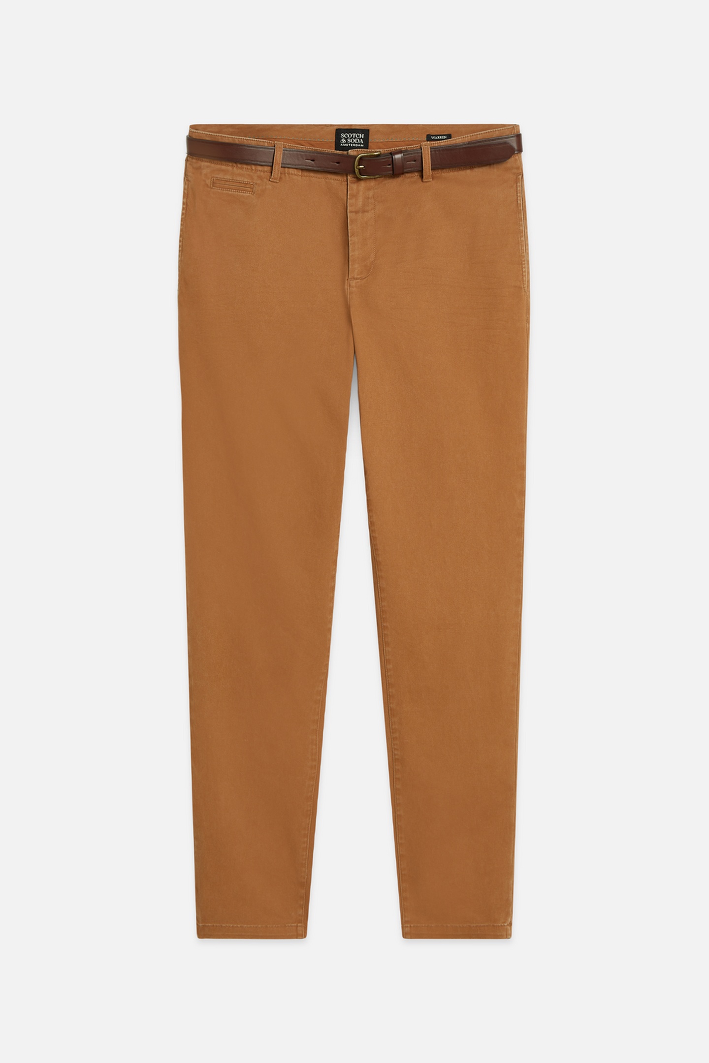 Scotch & Soda Warren Cotton Twill Washed Chino With Belt Nuthatch Maat: W33L32 | Chino's Outlet | Heren | Bruin