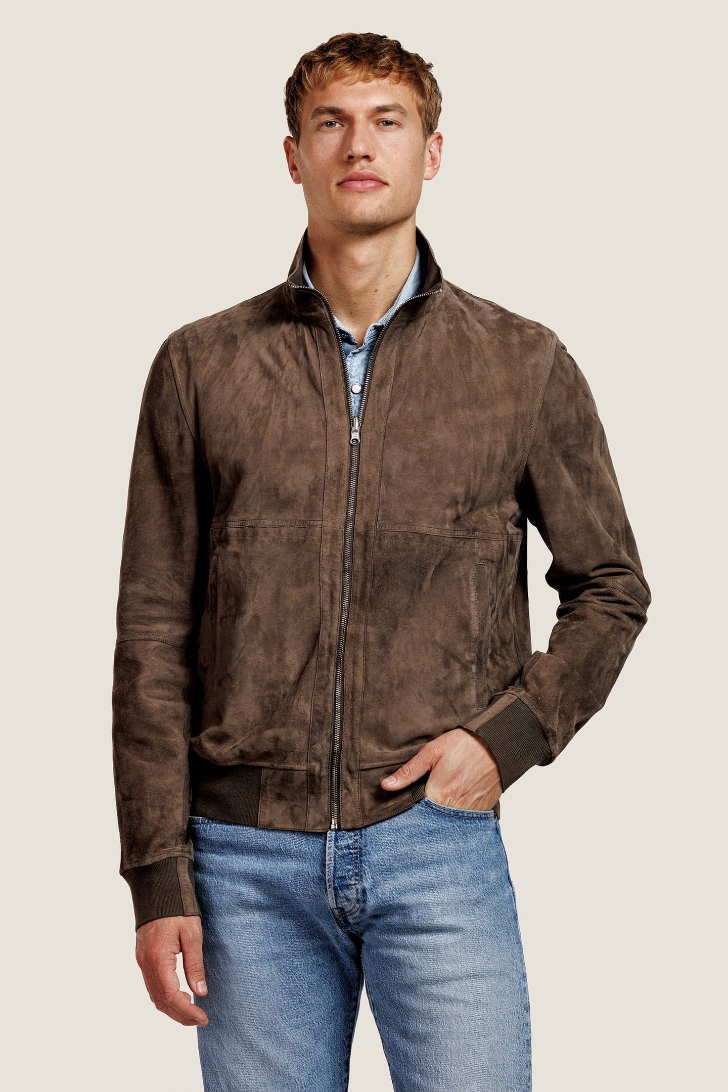 ALTER EGO Tiago Suede Jacket Graphite Maat: S | Leren Jassen Outlet | Heren | Bruin