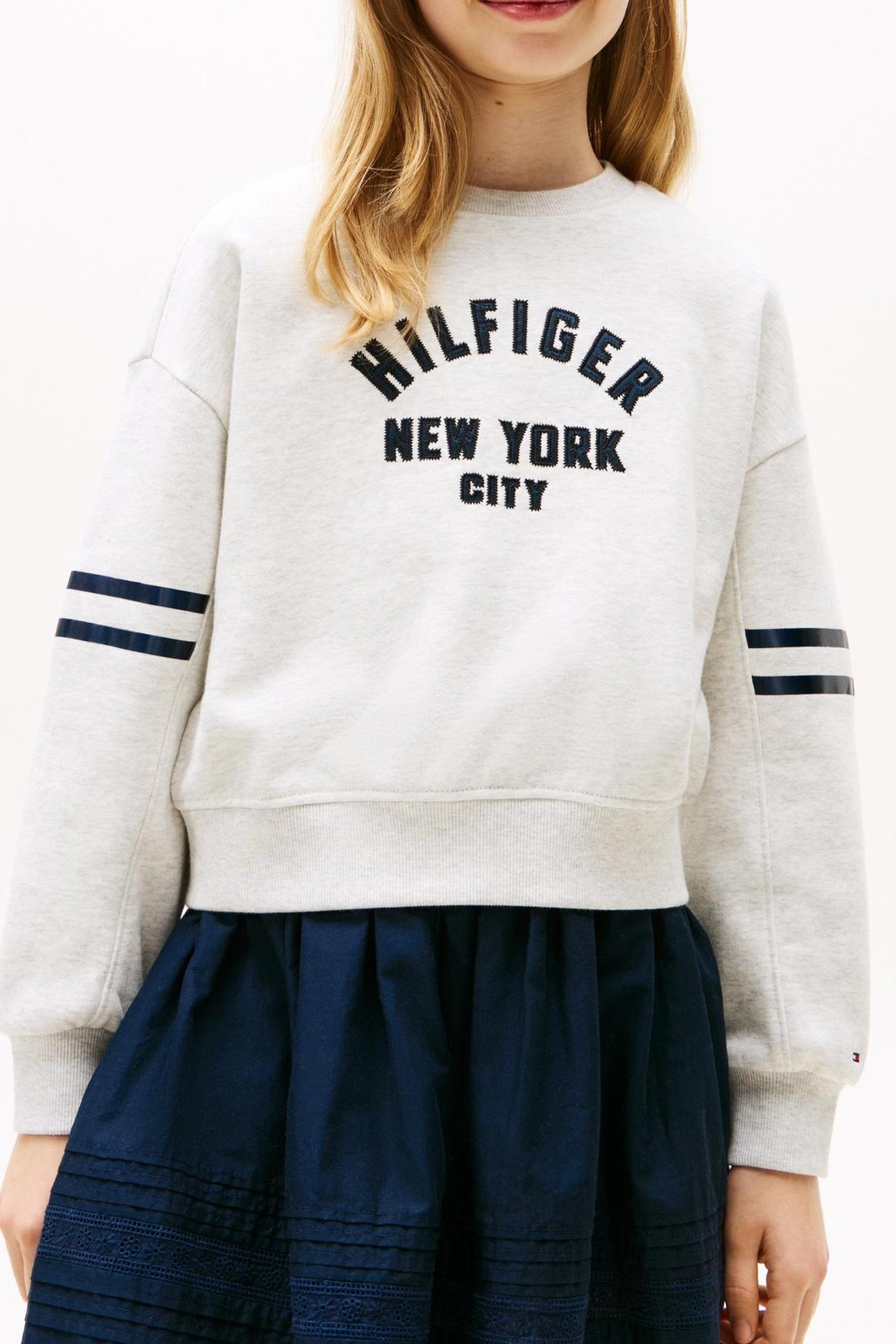 Tommy Hilfiger Girls Hilfiger Batwing Sweater Grey Heather Size: 8Y | Sweaters & Cardigans Outlet | kids | Grijs