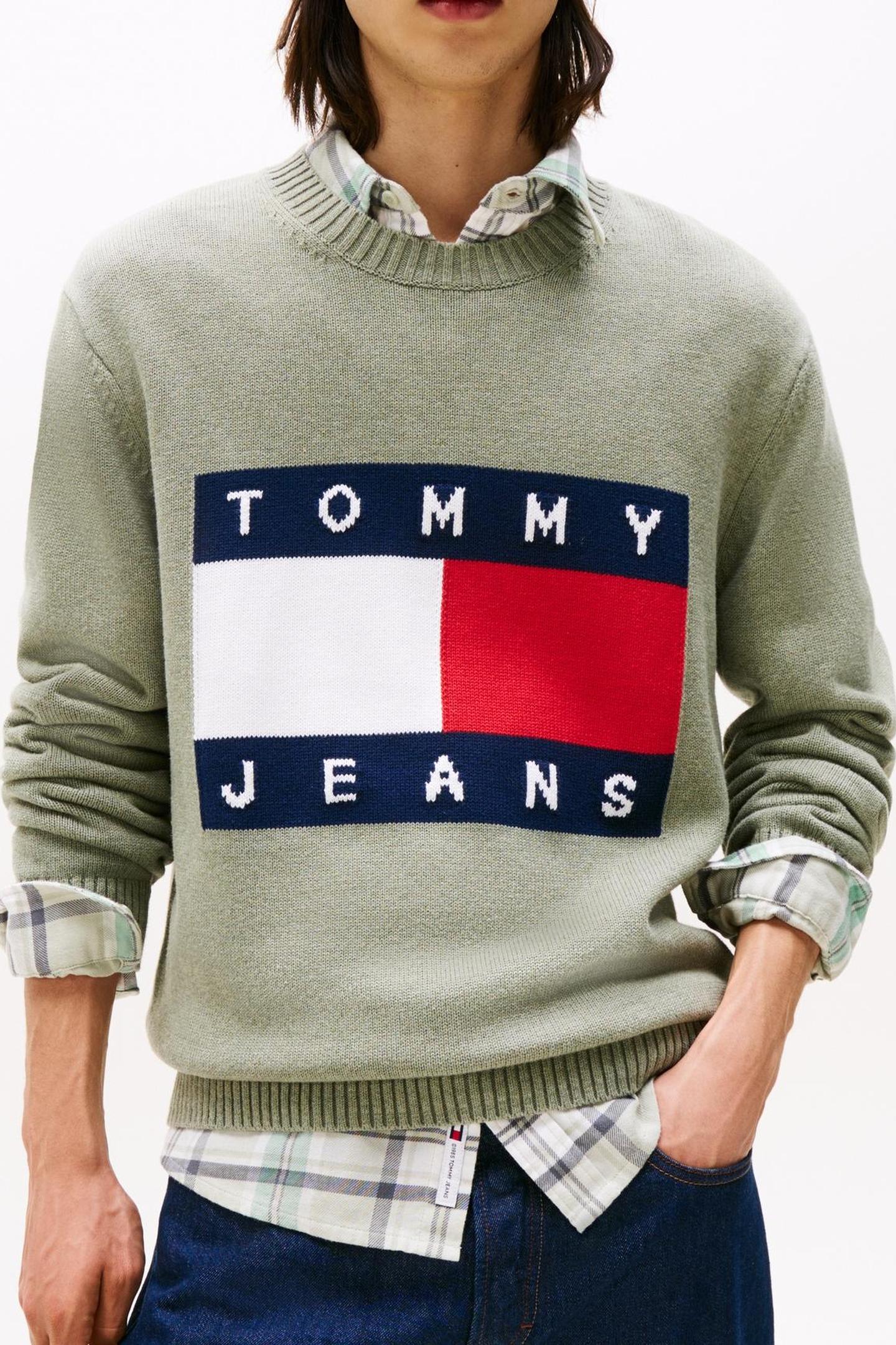 Tommy Hilfiger Tjm Reg Melange Flag Utility Sage Heather Größe: L | Pullover Outlet | Herren | Grün