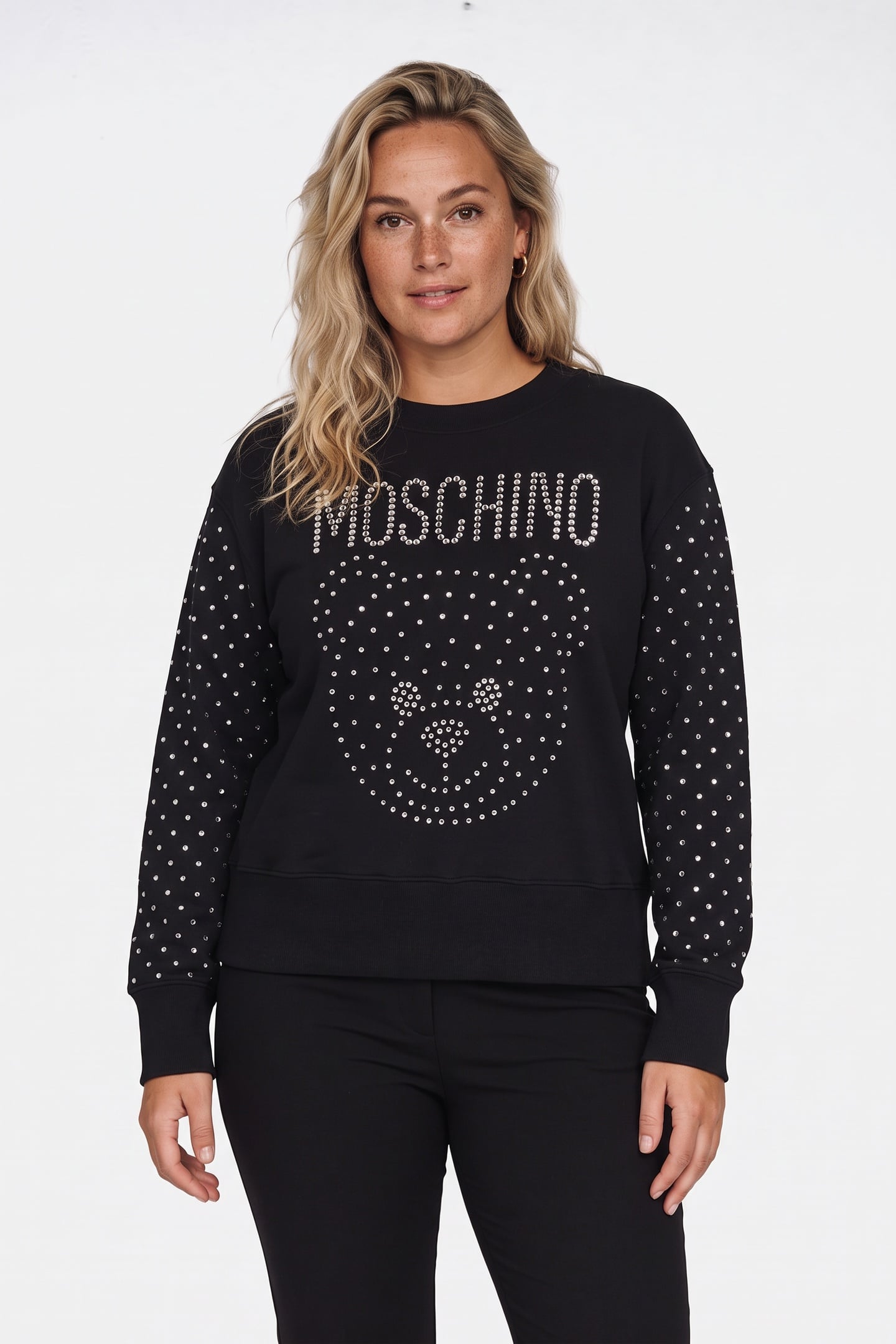 Moschino Crystal Teddy Bear Organic Cotton Sweatshirt Black Maat: 40 | Longsleeves Outlet | Dames | Zwart