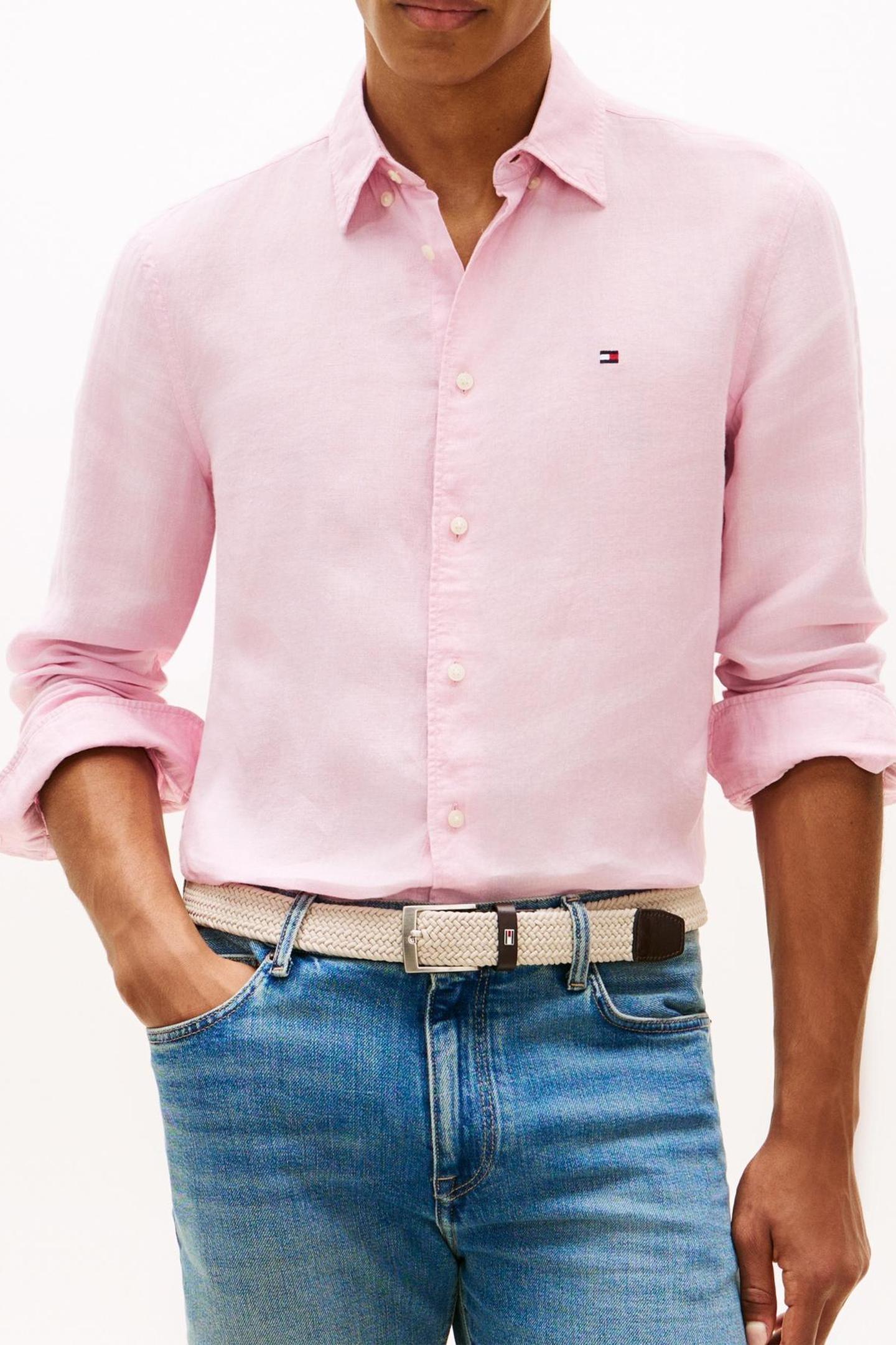 Tommy Hilfiger Pigment Dyed Linen Solid Classic Pink Taille: M | Casual chemises Outlet | Homme | Blanche