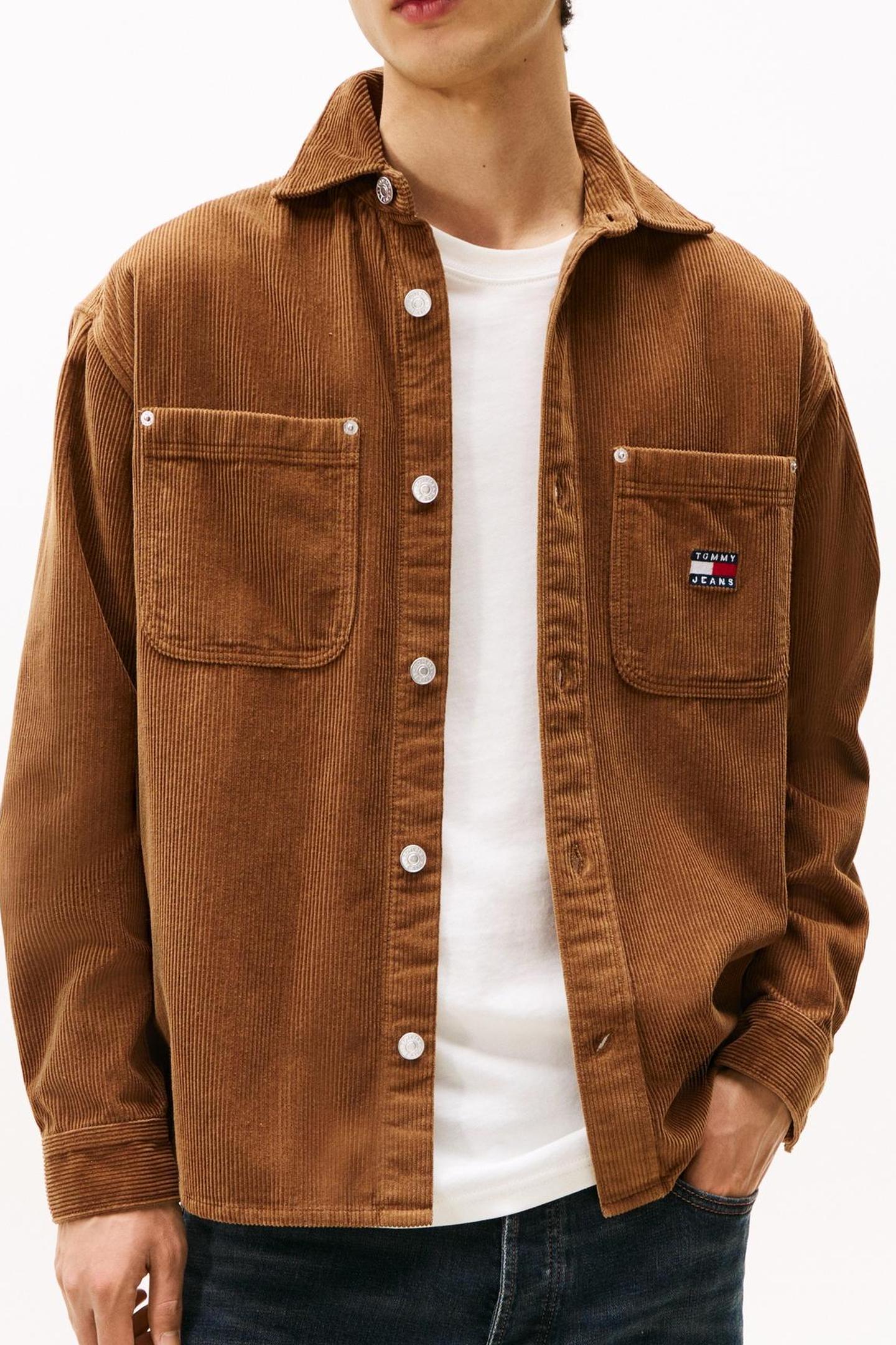 Tommy Hilfiger Tjm Relaxed Washed Cord Pecan Nut Maat: L | Casual Overhemden Outlet | Heren | Bruin