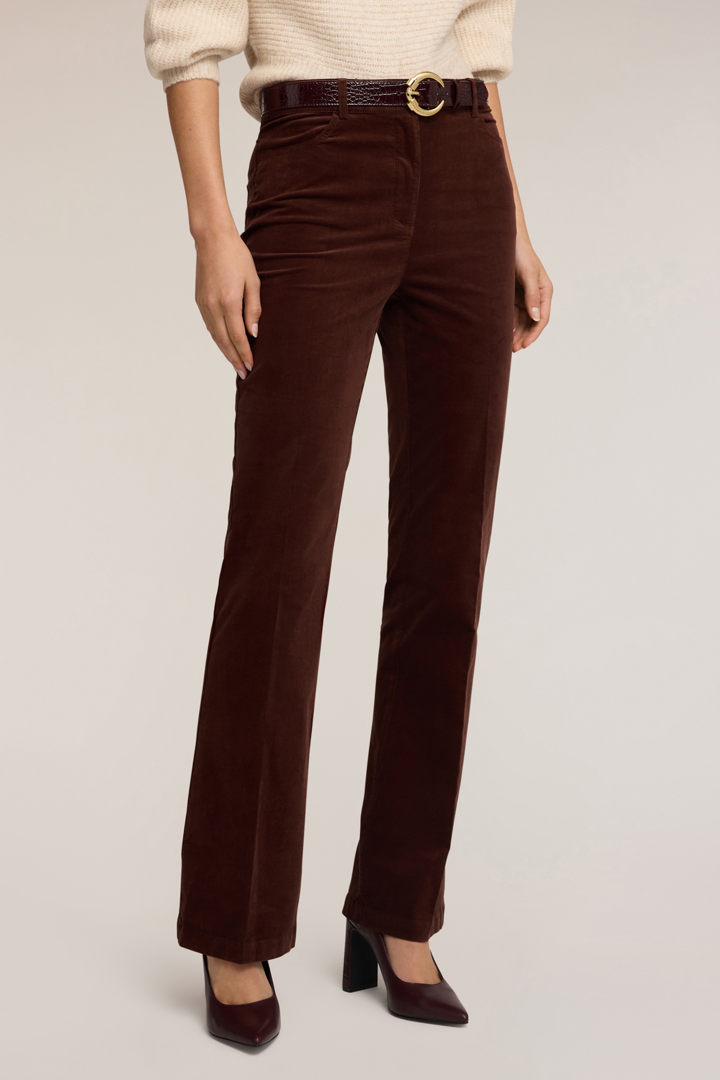 Motivi Corduroy Flare Pants Brown Size: 38 | Wide-Leg & Flared Pants Outlet | Dames | Bruin