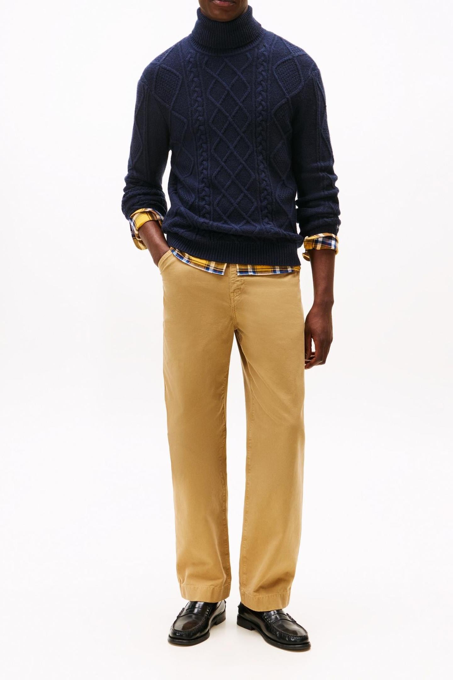 Tommy Hilfiger Dc Wo/ws Cable Roll Desert Sky Size: S | Turtlenecks Outlet | Heren | Blauw