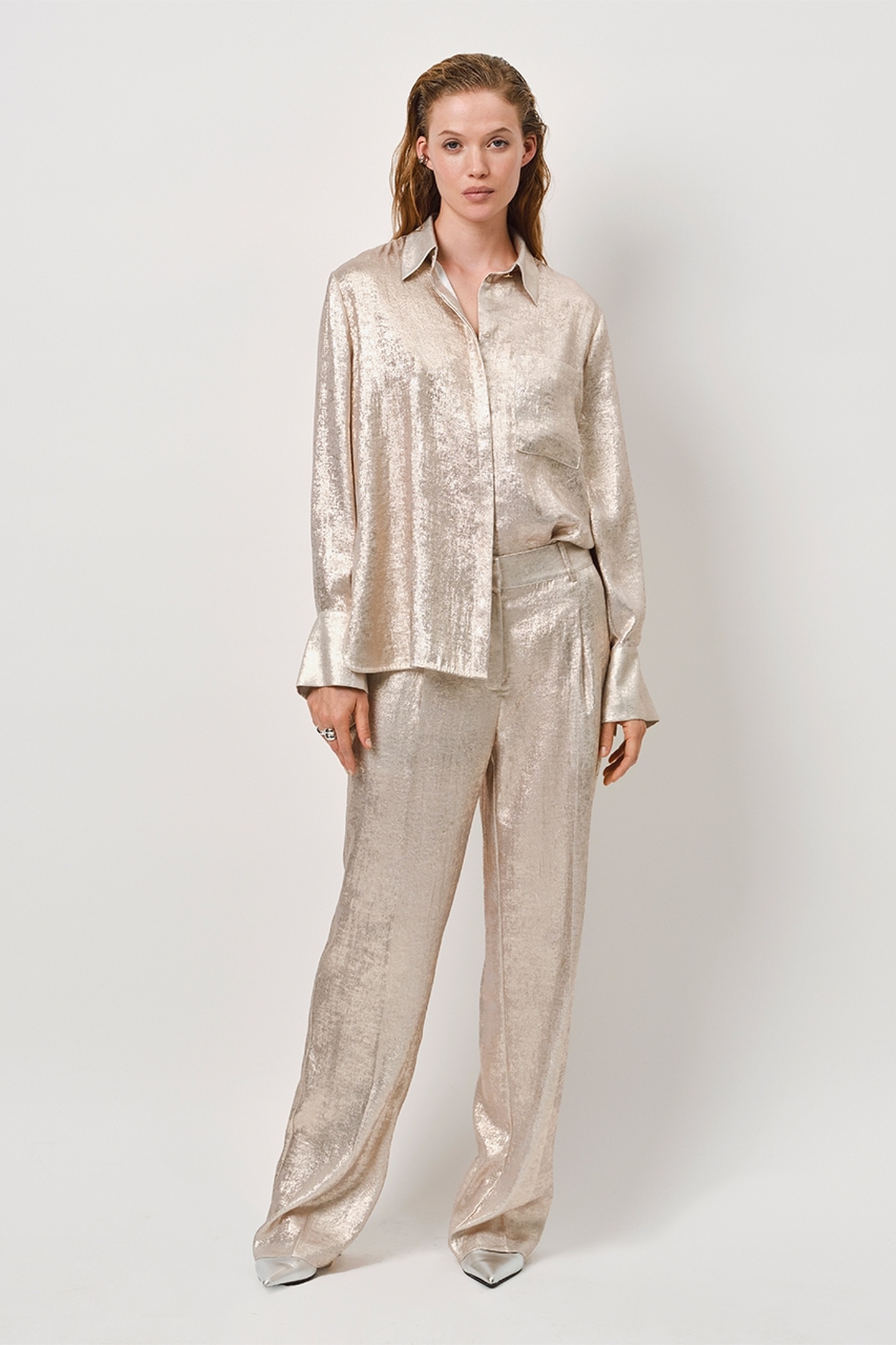Dante6 Charm Metallic Pants Champagne Size: W40 | Formal pants Outlet | Dames | Beige