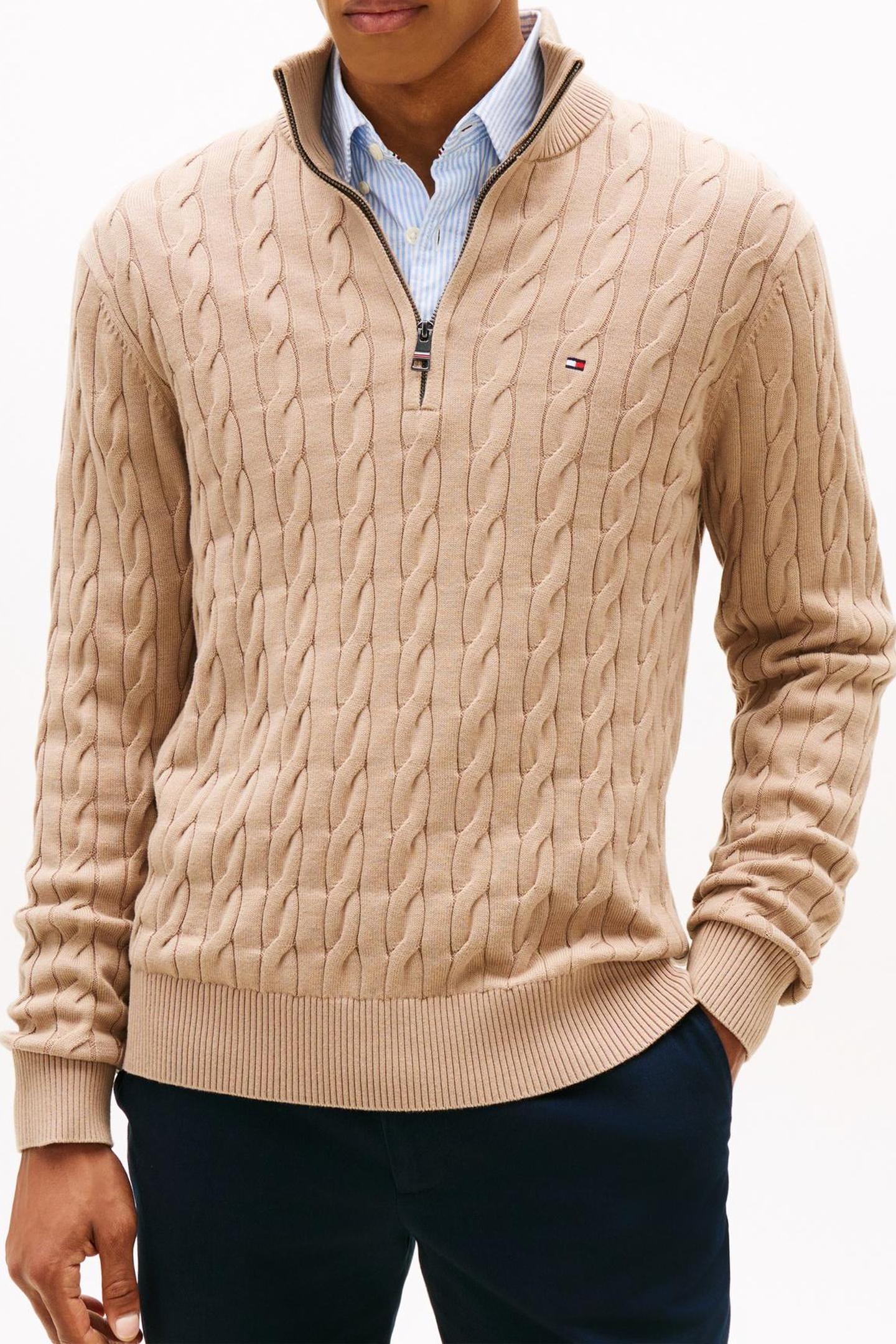 Tommy Hilfiger Classic Cotton Cable Coastal Taupe Größe: 3XL | Pullover Outlet | Herren | Schwarz