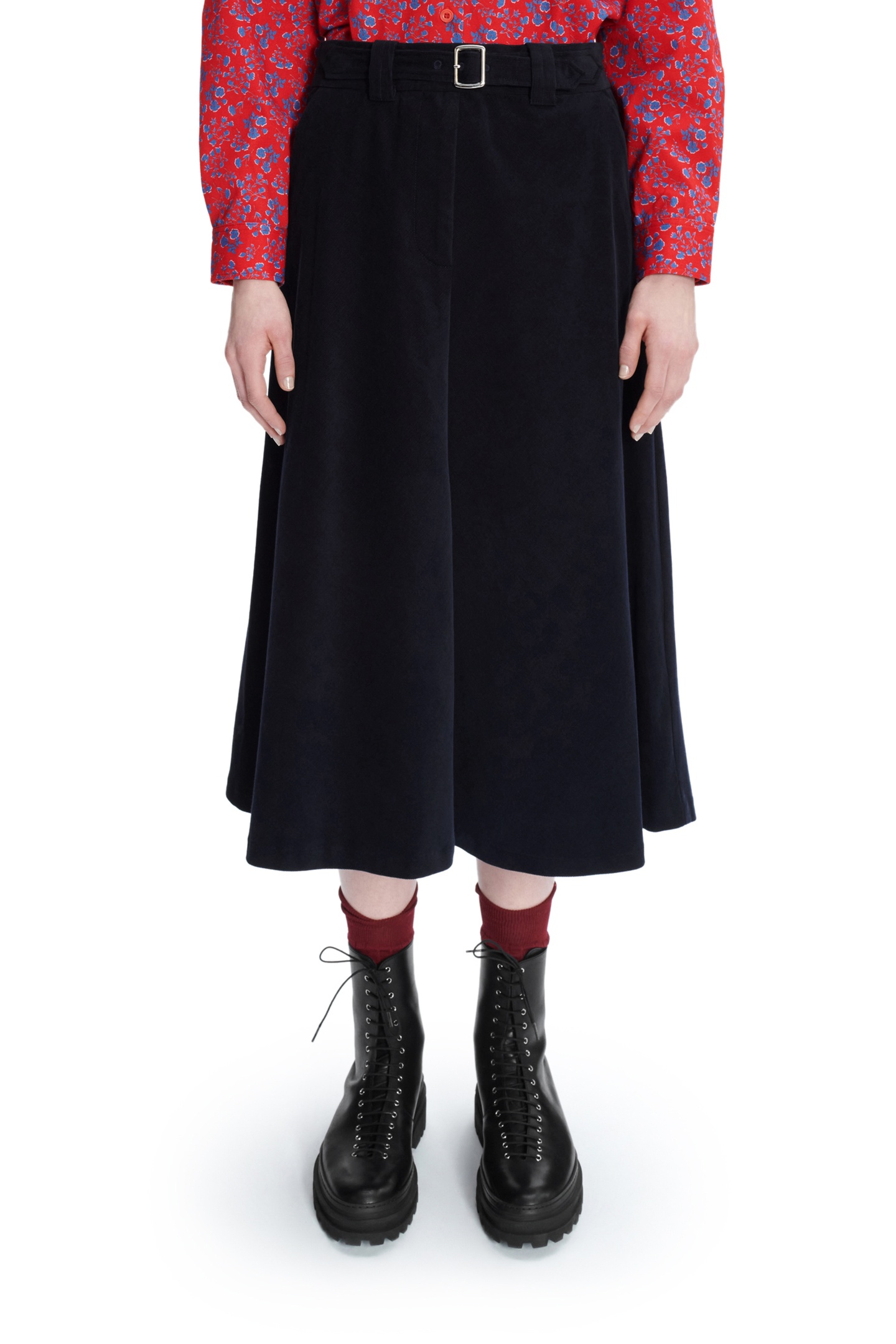A.P.C. Skirt Luiza Dark Navy Maat: 38 | Midi Rokken Outlet | Dames | Blauw