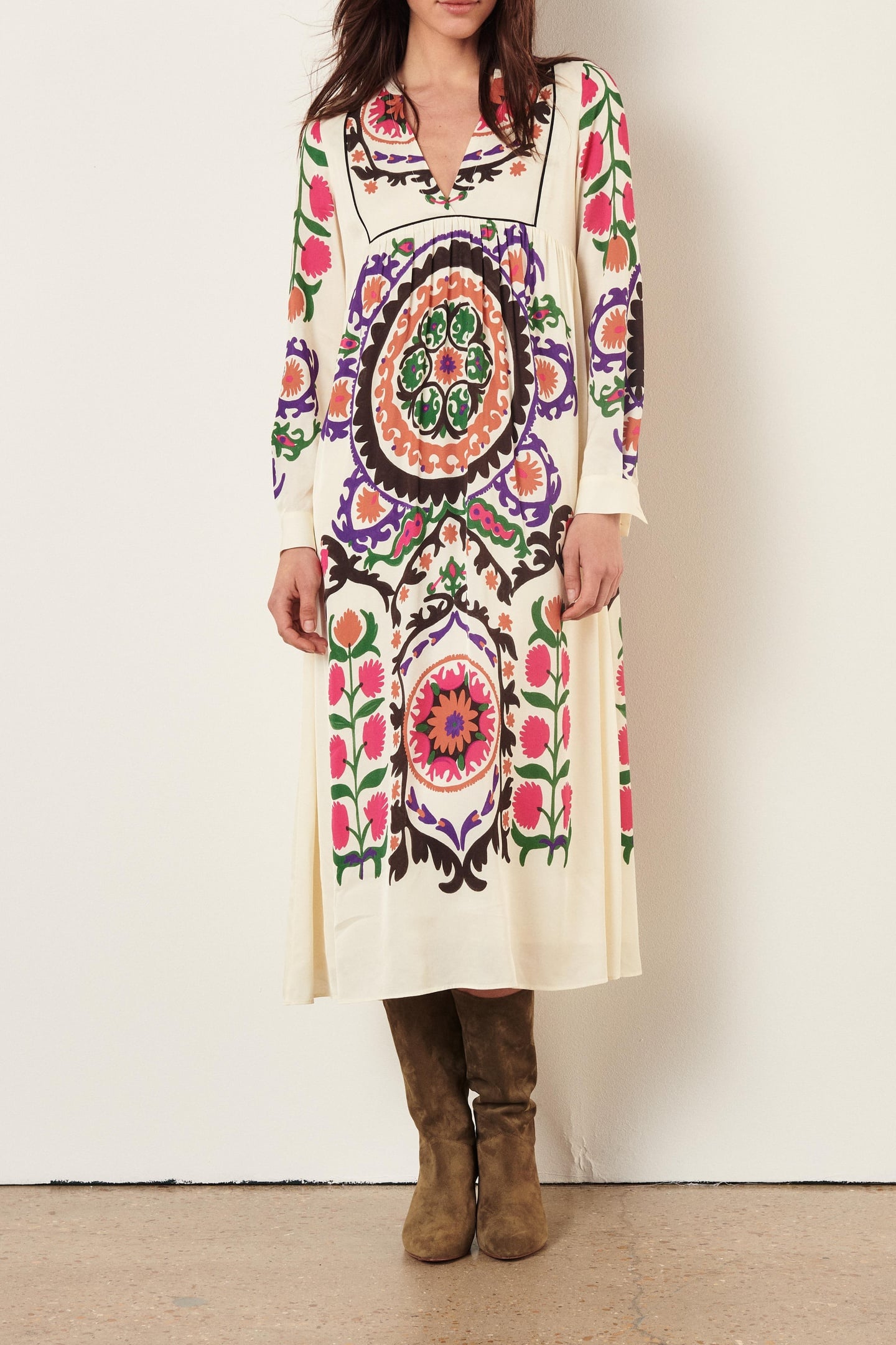 BA&SH Mid-length Dress Ecru Maat: S | Midi Jurken Outlet | Dames | Ecru