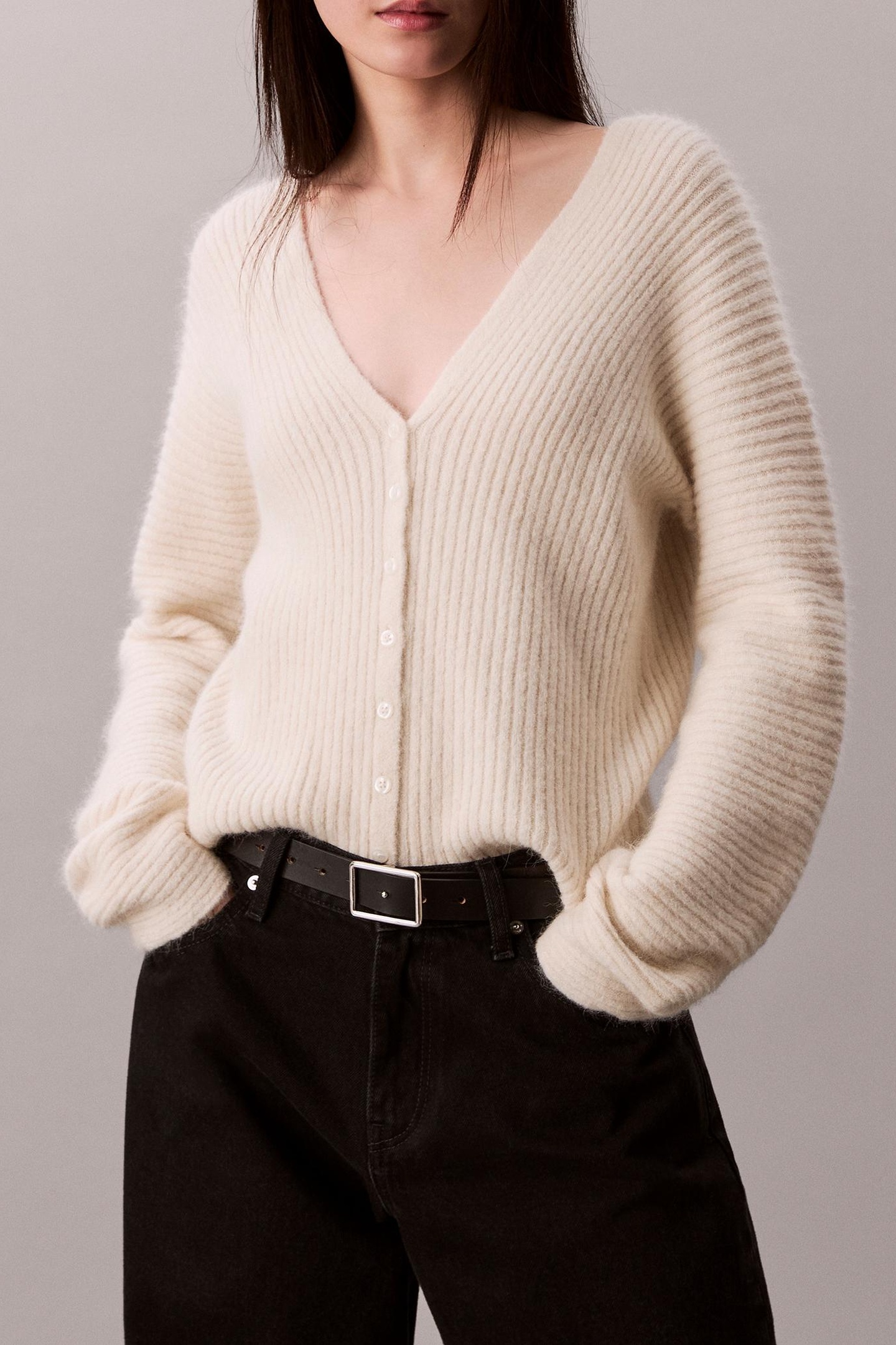 Calvin Klein Long Sleeve Button Brilliant White Talla: M | Sudaderas con Capucha Outlet | Mujer | Blanco