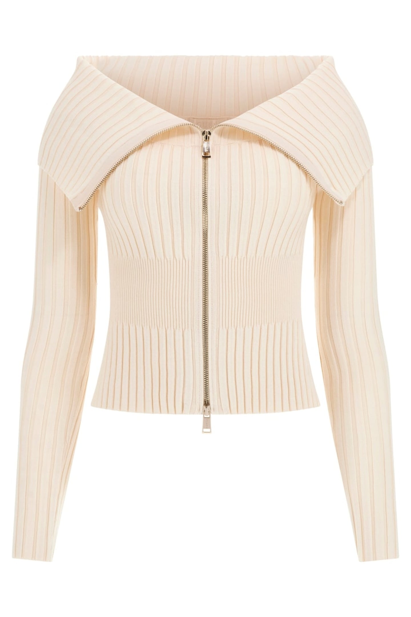 GUESS Ls Kathryn Zipped Ca Cream White Vanise Maat: XL | Sweaters Outlet | Dames | Ecru