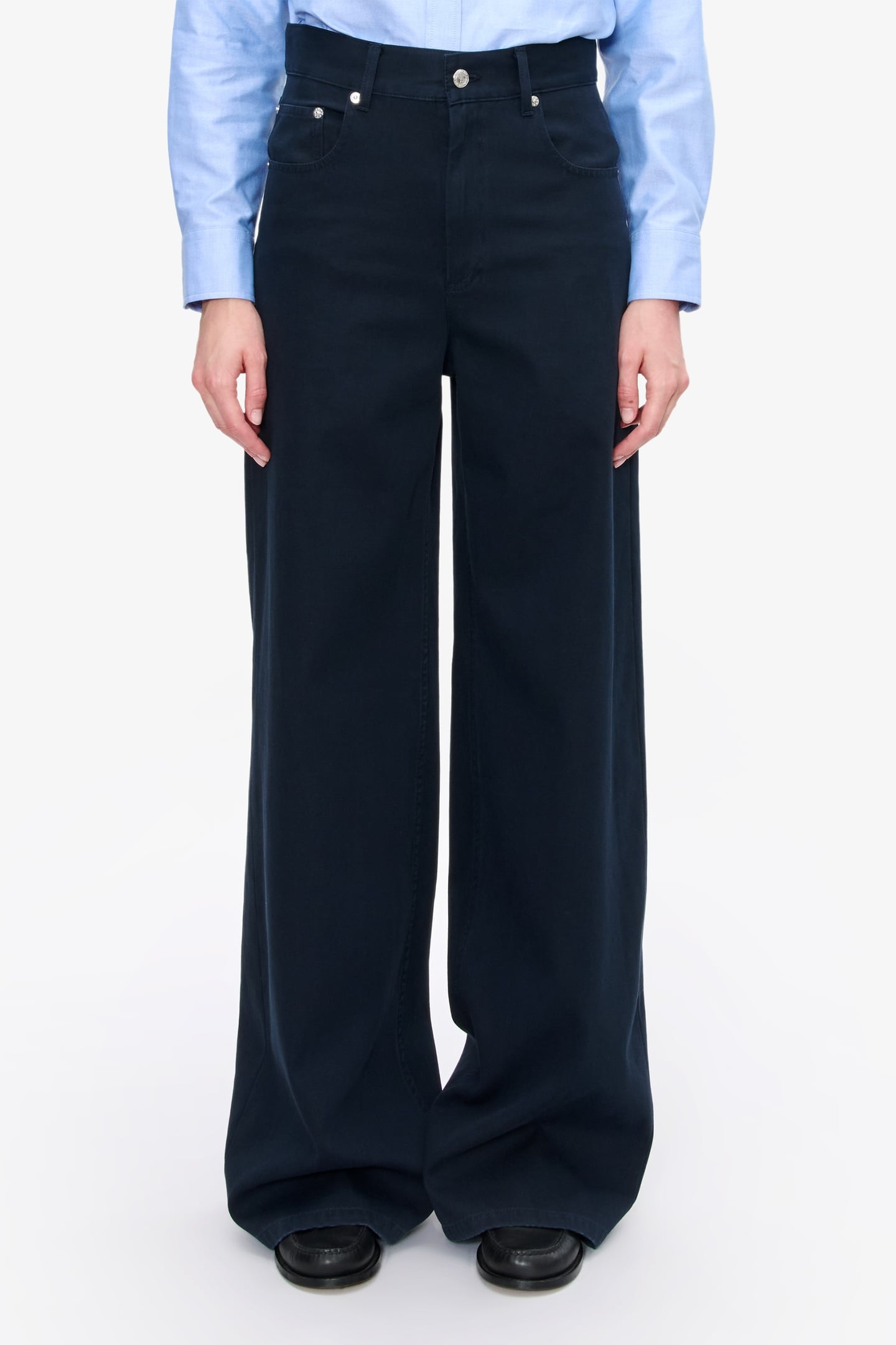 A.P.C. Jeans Clyde Dark Navy Maat: W28 | Wijde Broeken Outlet | Dames | Blauw