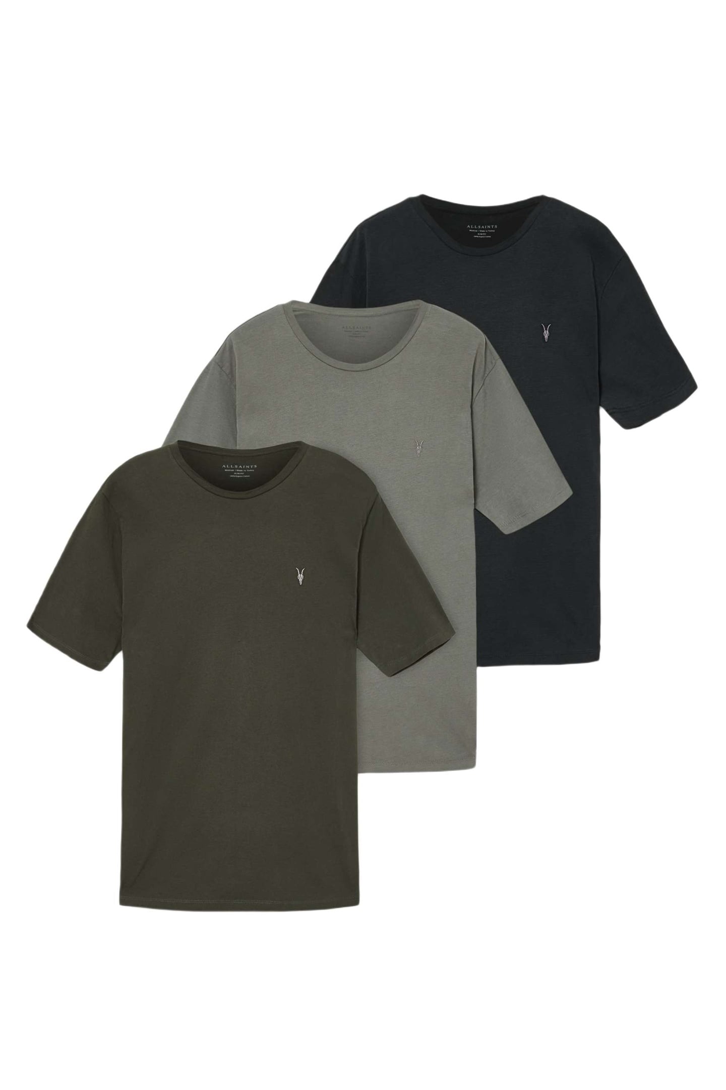 AllSaints Brace Ss Crew 3 Pk Green/green/blk Maat: M | Basic T-Shirts Outlet | Heren | Groen