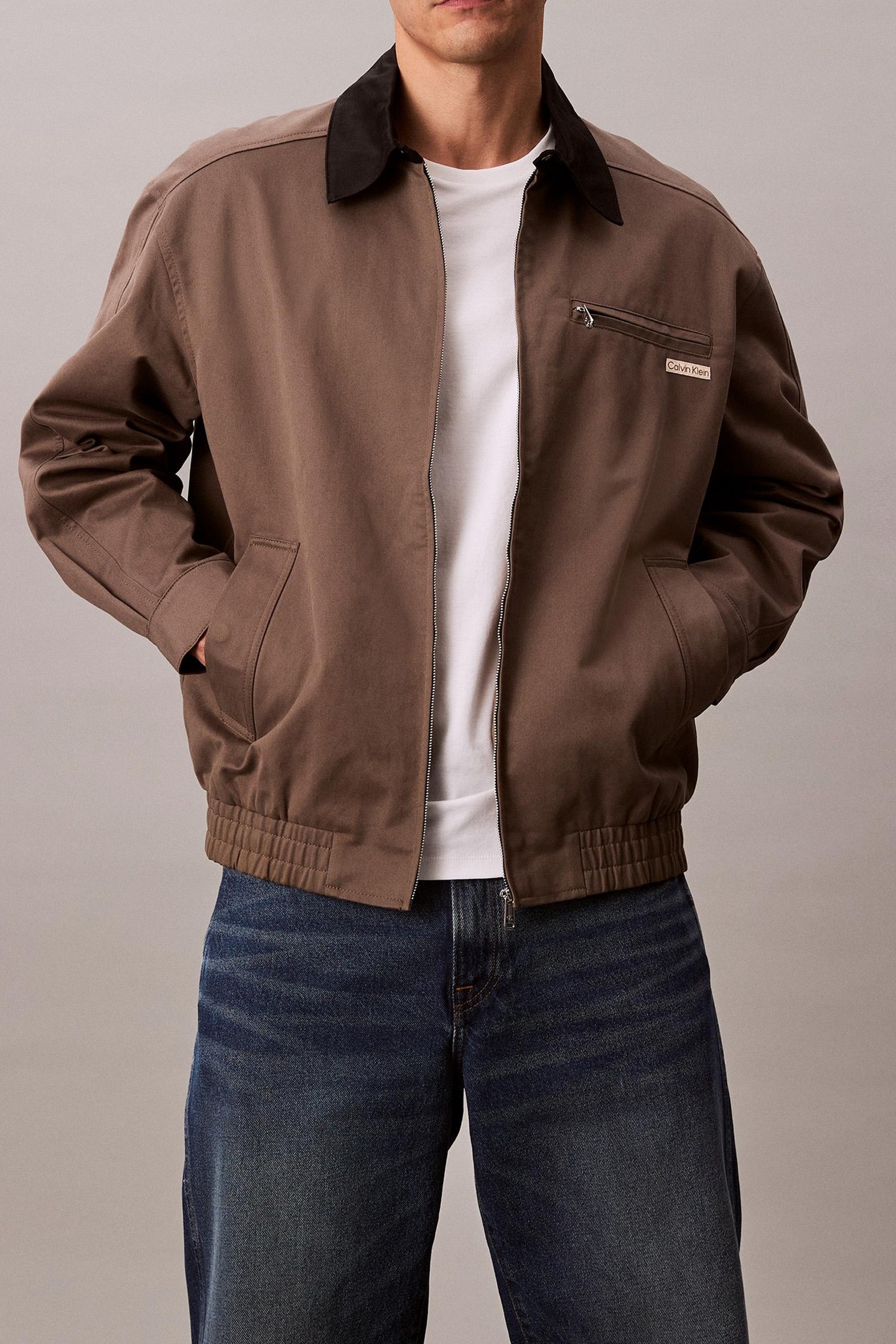 Calvin Klein Ls Cotton Full Zip Morel Taille: L | Blousons d'aviateurs Outlet | Homme