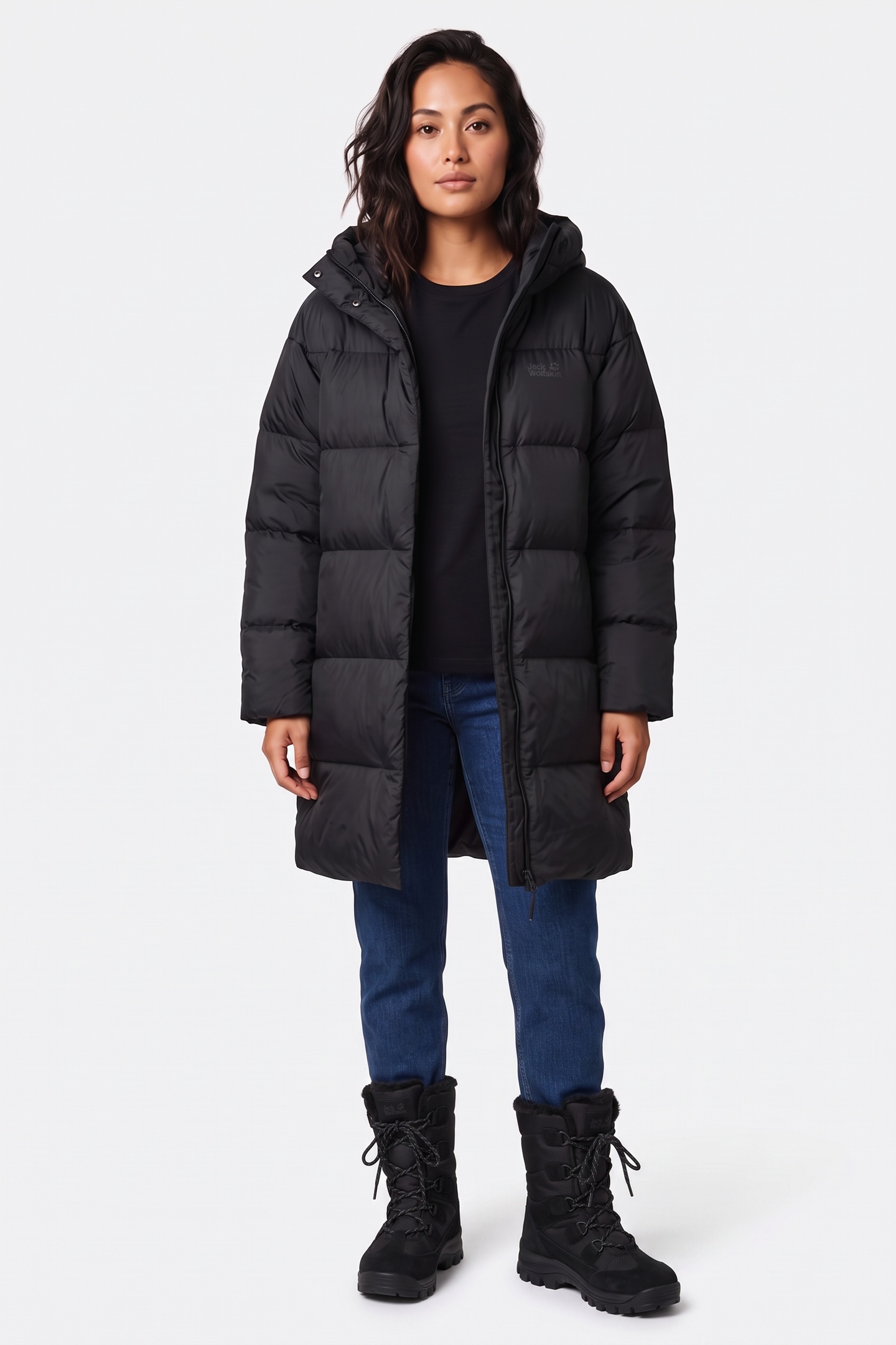 Jack Wolfskin Icy Hill Coat Black Größe: L | Winterjacken Outlet | Damen | Schwarz