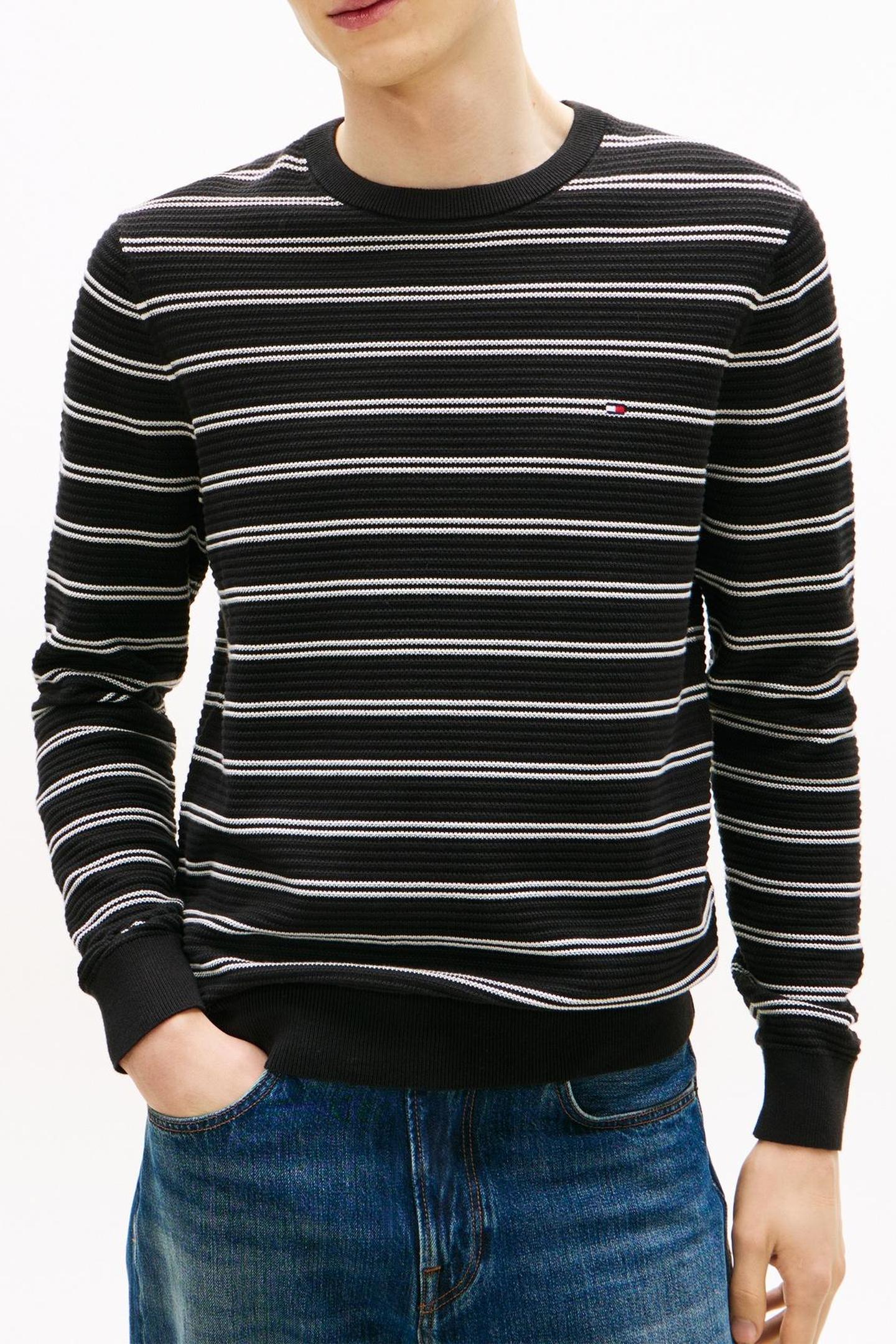 Tommy Hilfiger Seasonal Structure Crew Black/ivory Petal Taglia: L | Maglioni a maglia Outlet | Uomo | Nero