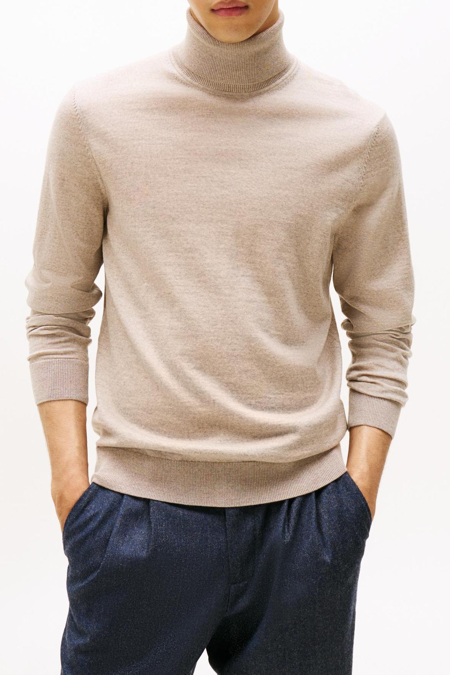 Tommy Hilfiger Dc Fine Merino Roll Coastal Taupe Taille: XL | Pulls col roulé Outlet | Homme | Le Noir