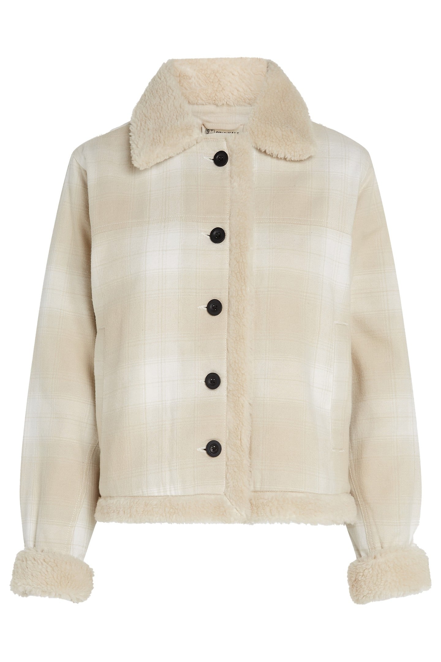 O'Neill O'riginals Fleece Lined Jacket Beige Check Taille: L | Manteaux en fausse fourrure Outlet | Femme | Marron