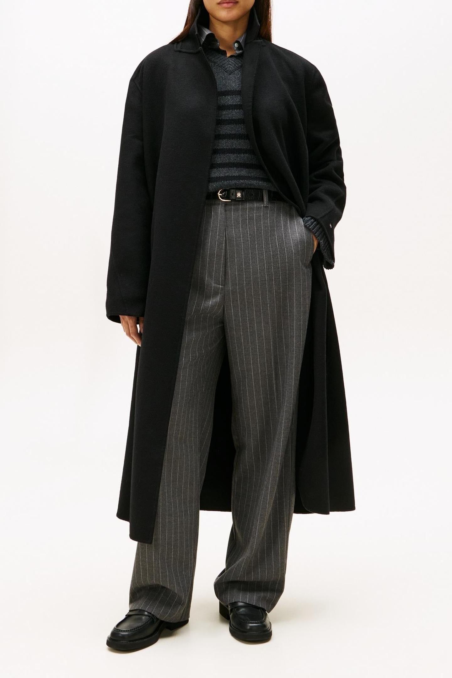 Tommy Hilfiger Df Wool Reg Belted Coat Black Maat: 36 | Single-Breasted Mantels Outlet | Dames | Zwart