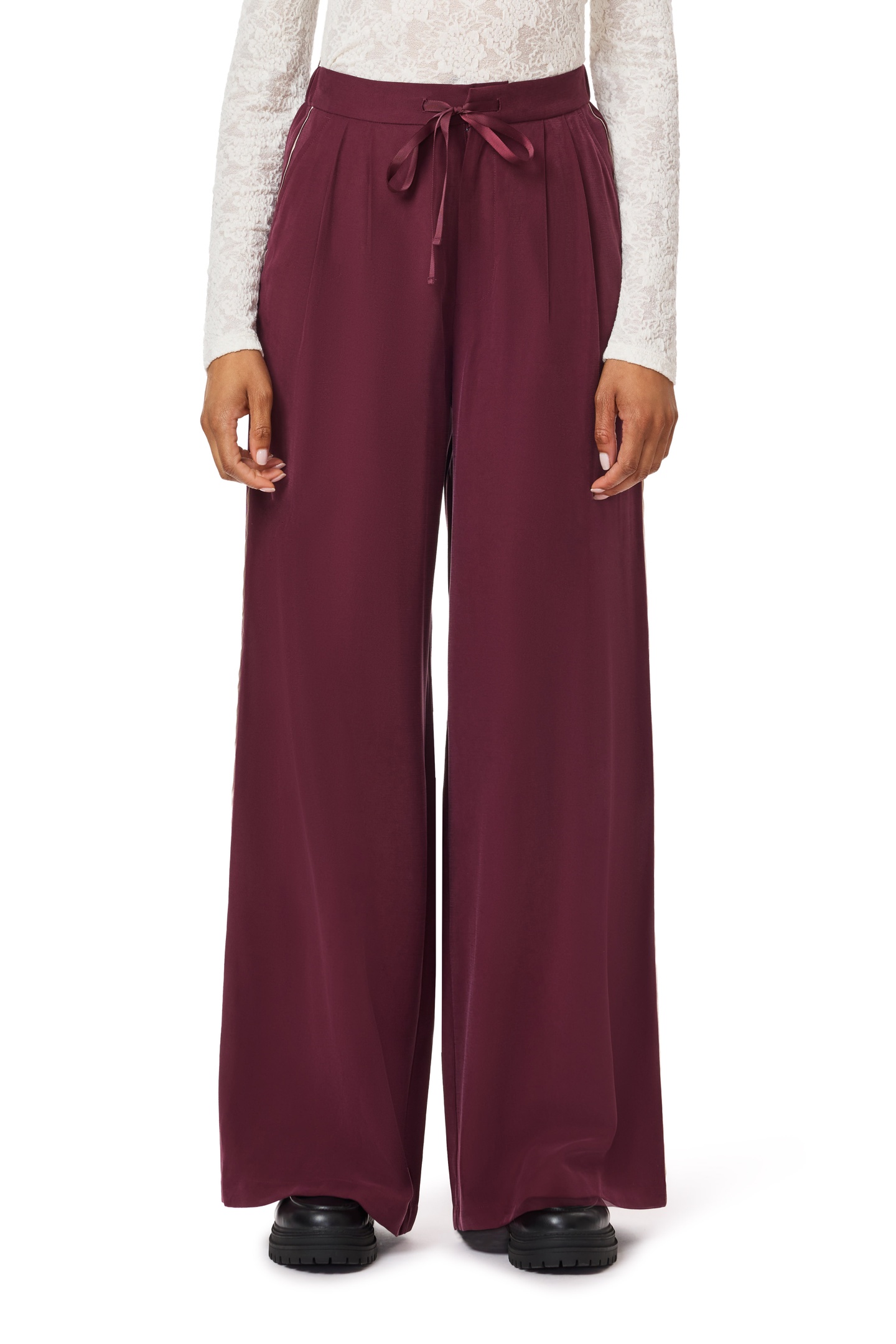 Scotch & Soda Wide Lag Pant With Tie Fig Taille: M | Évasés pantalons Outlet | Femme | Blanche