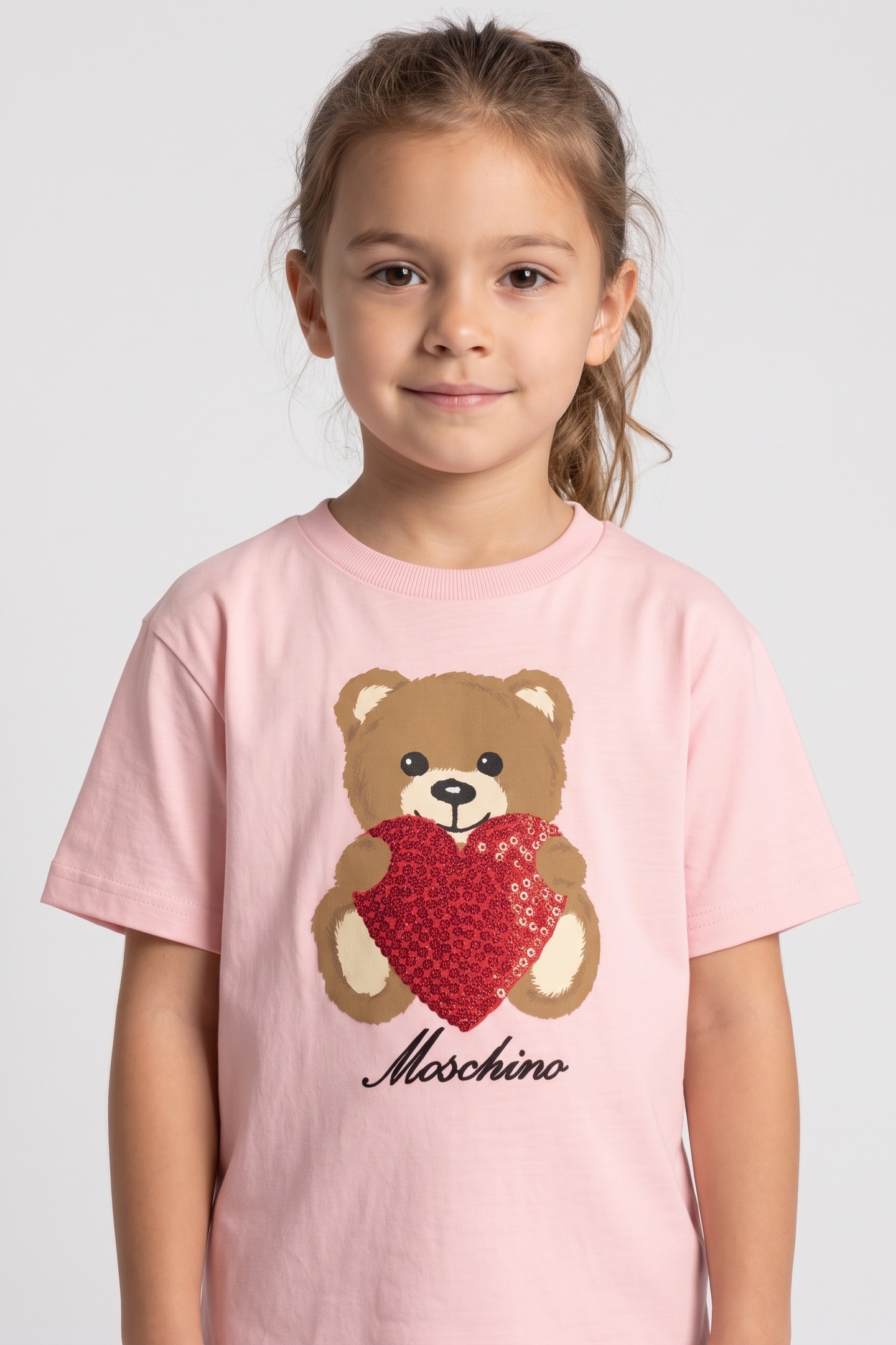 Moschino Girl's Maxi T-shirt In Jersey Heart Teddy Bear Pink Maat: 6 | T-Shirts Outlet | kids | Roze
