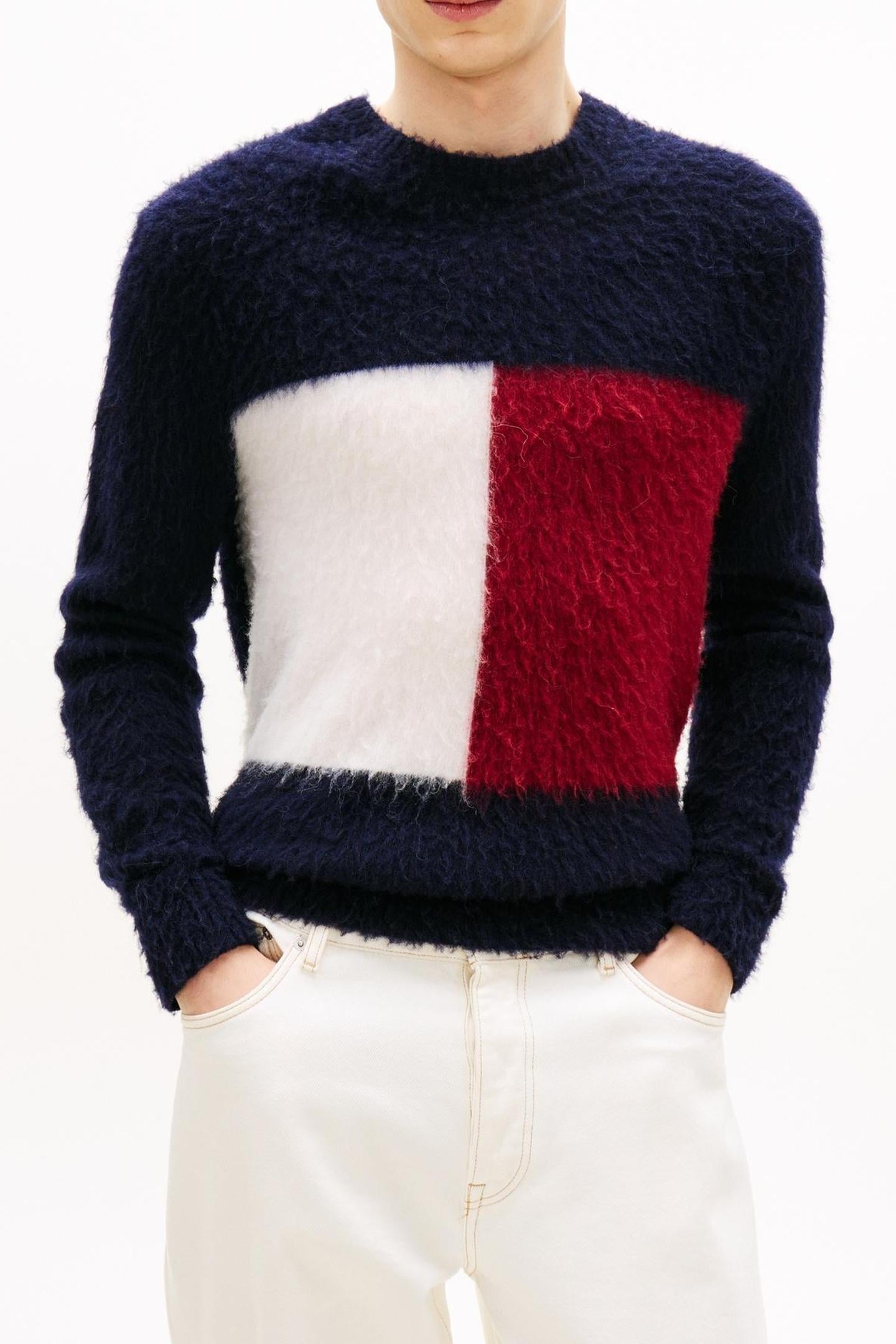 Tommy Hilfiger Alpaca Blend Sweater Desert Sky Size: M | Sweaters Outlet | Heren | Blauw